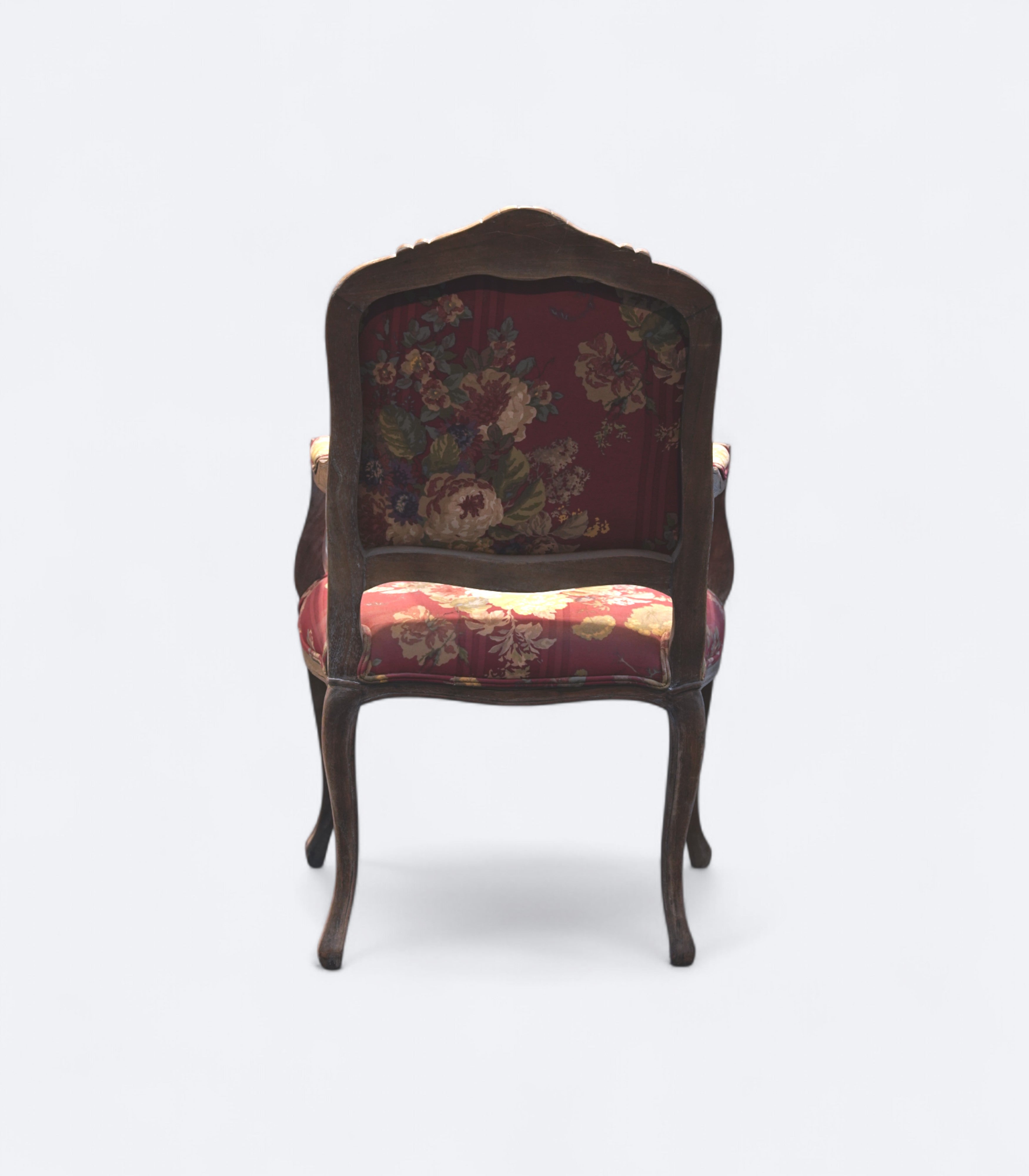 French Revival Armchair in Teak Finish