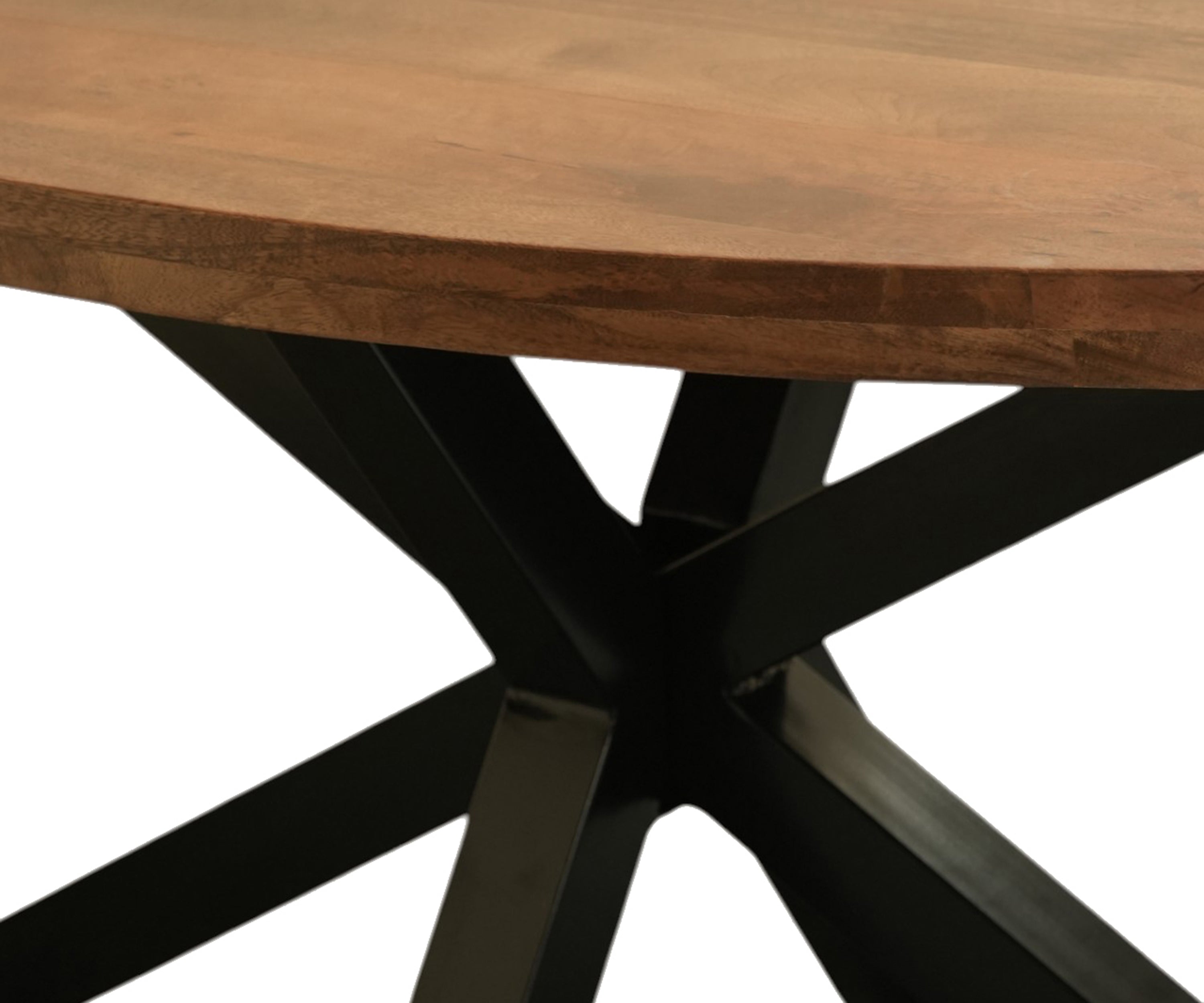 Walnut Finish Dining Table with Cross Iron Base