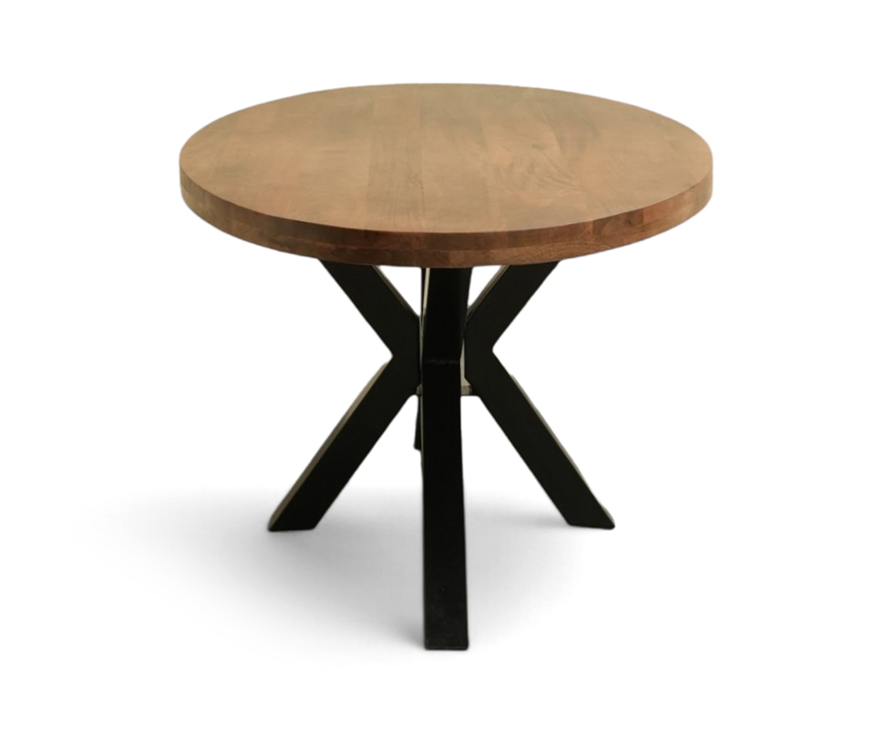 Walnut Finish Dining Table with Cross Iron Base