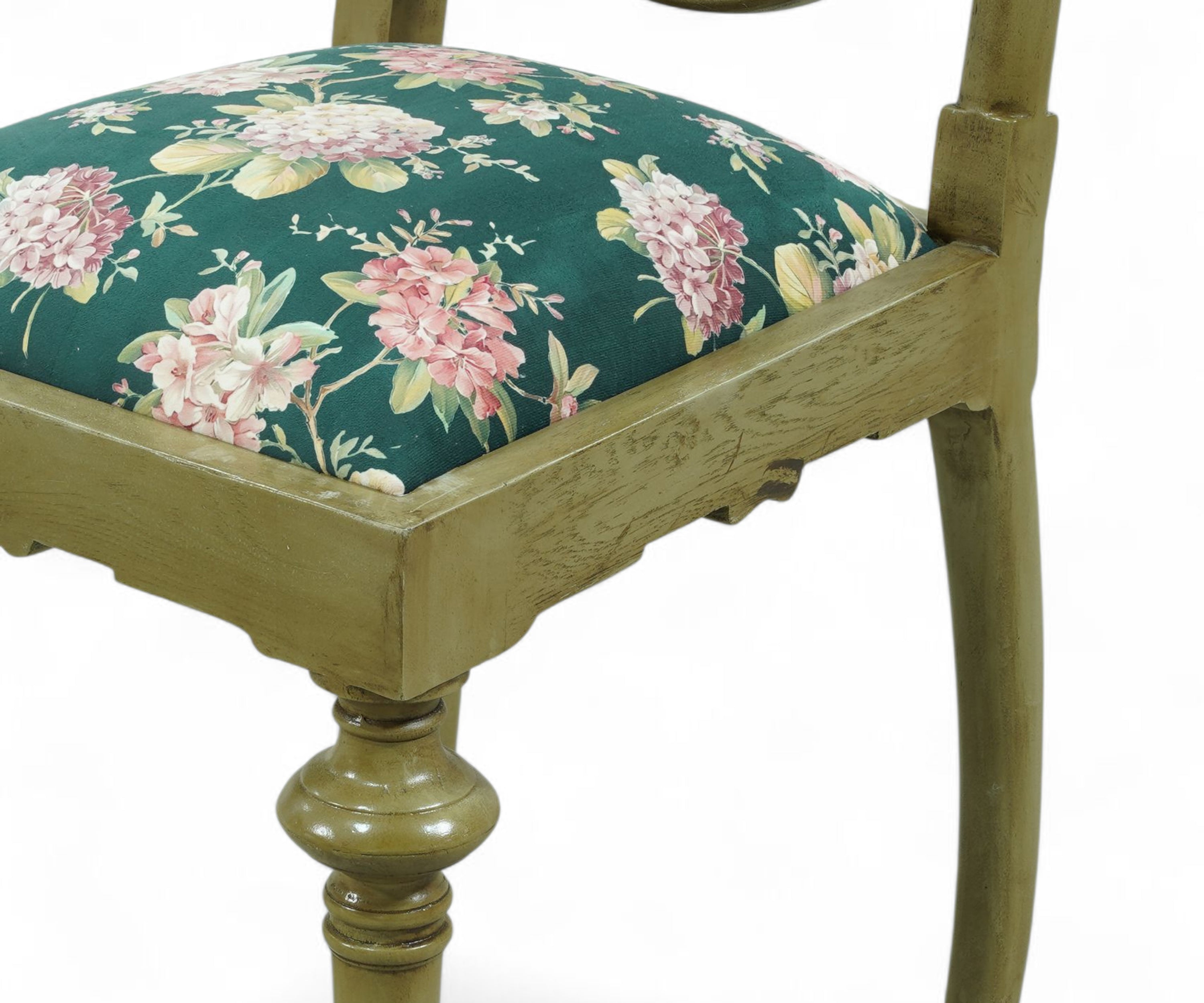 French Floral Upholstered Low-Seated Chair