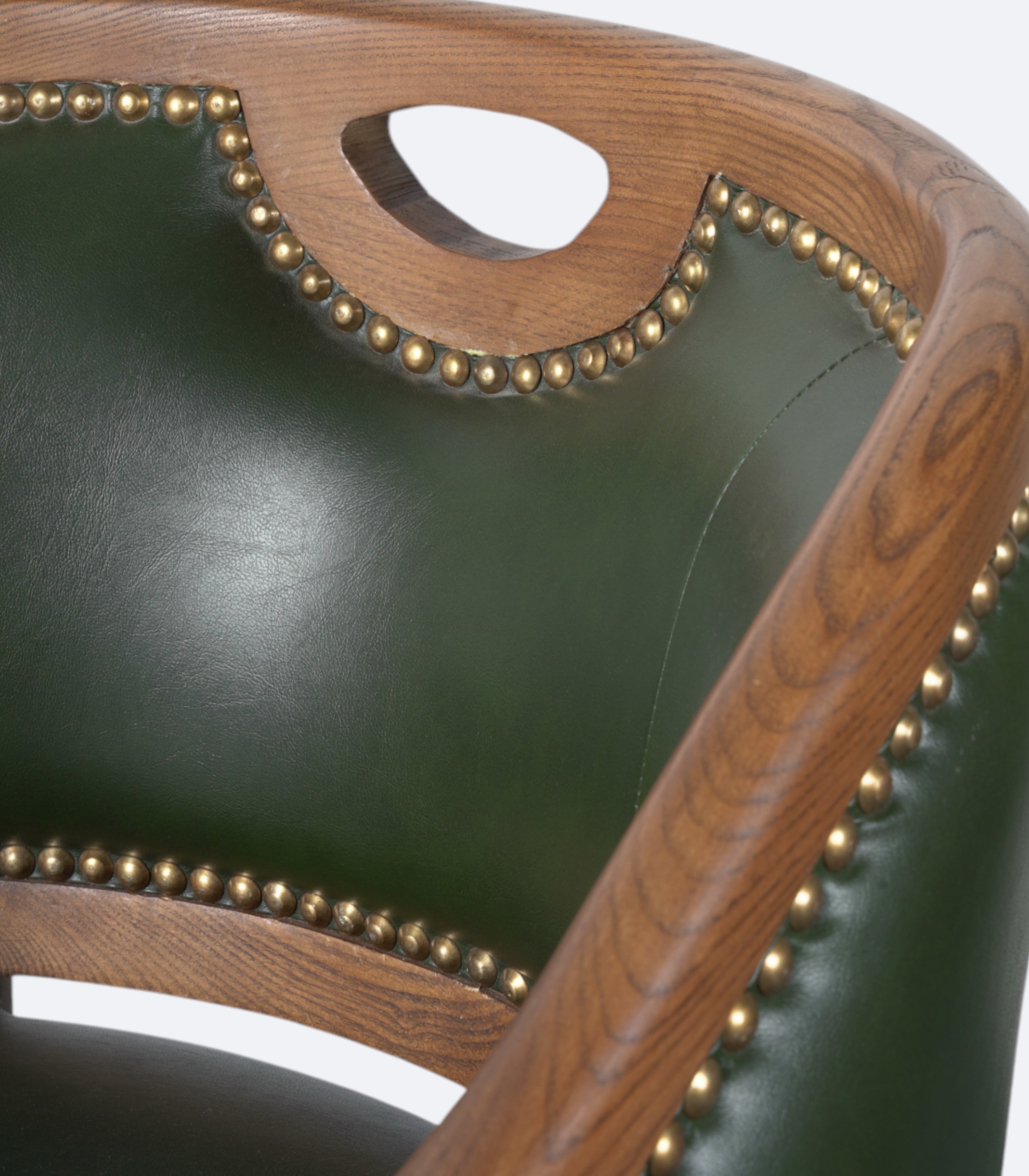 Classic Oak Tub Chair in Green Leatherier