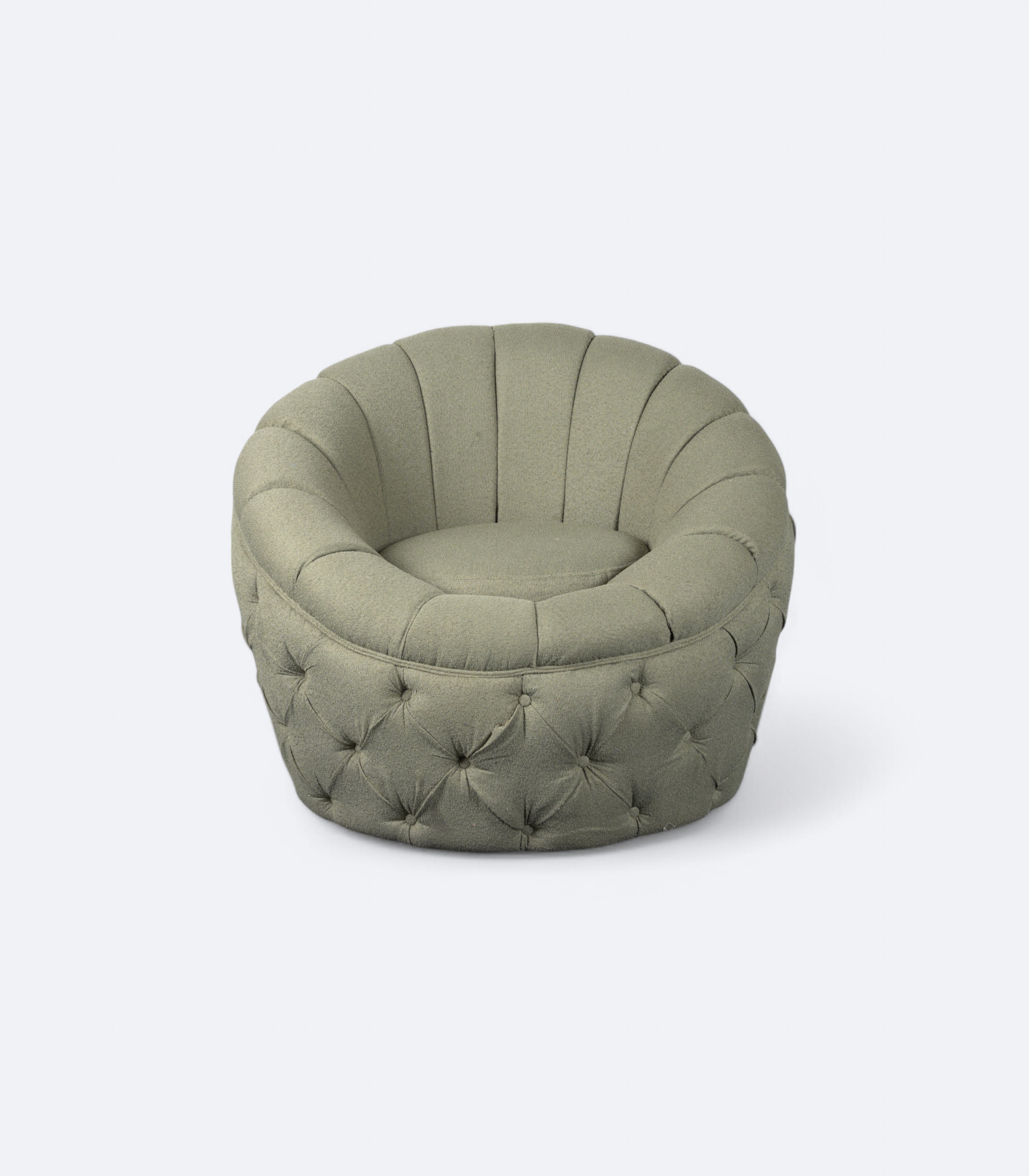 Green Boucle Tufted Egg Chair