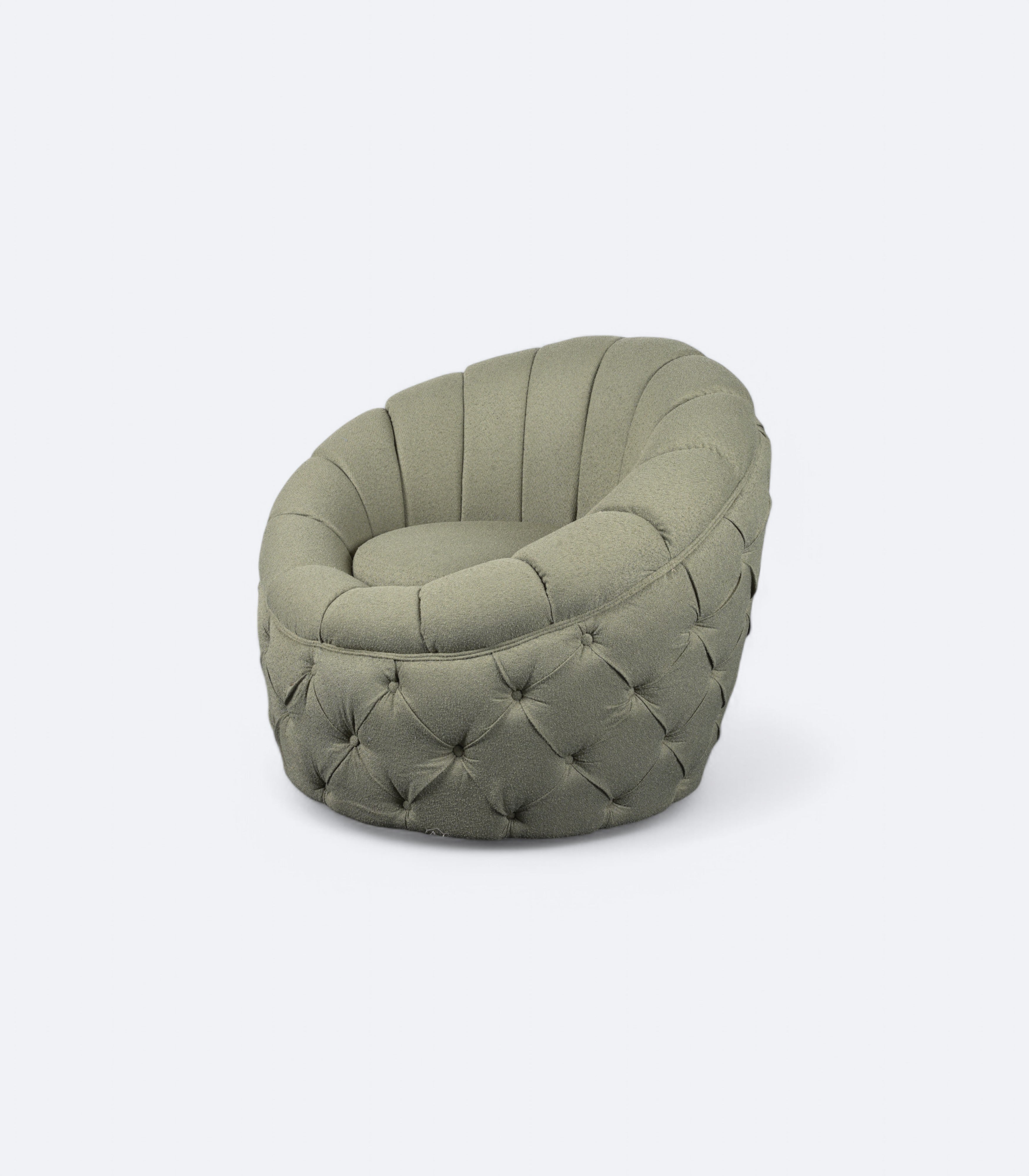 Green Boucle Tufted Egg Chair