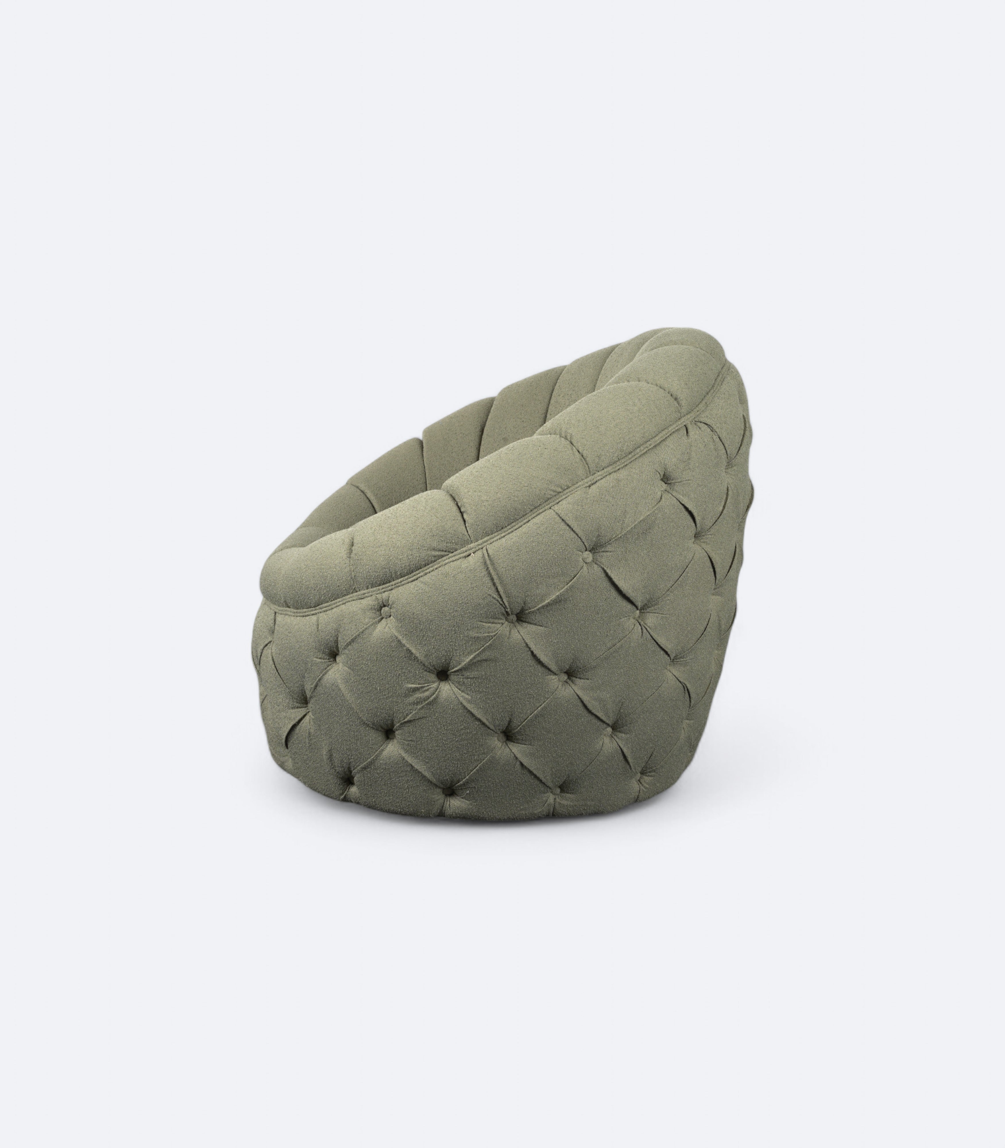Green Boucle Tufted Egg Chair