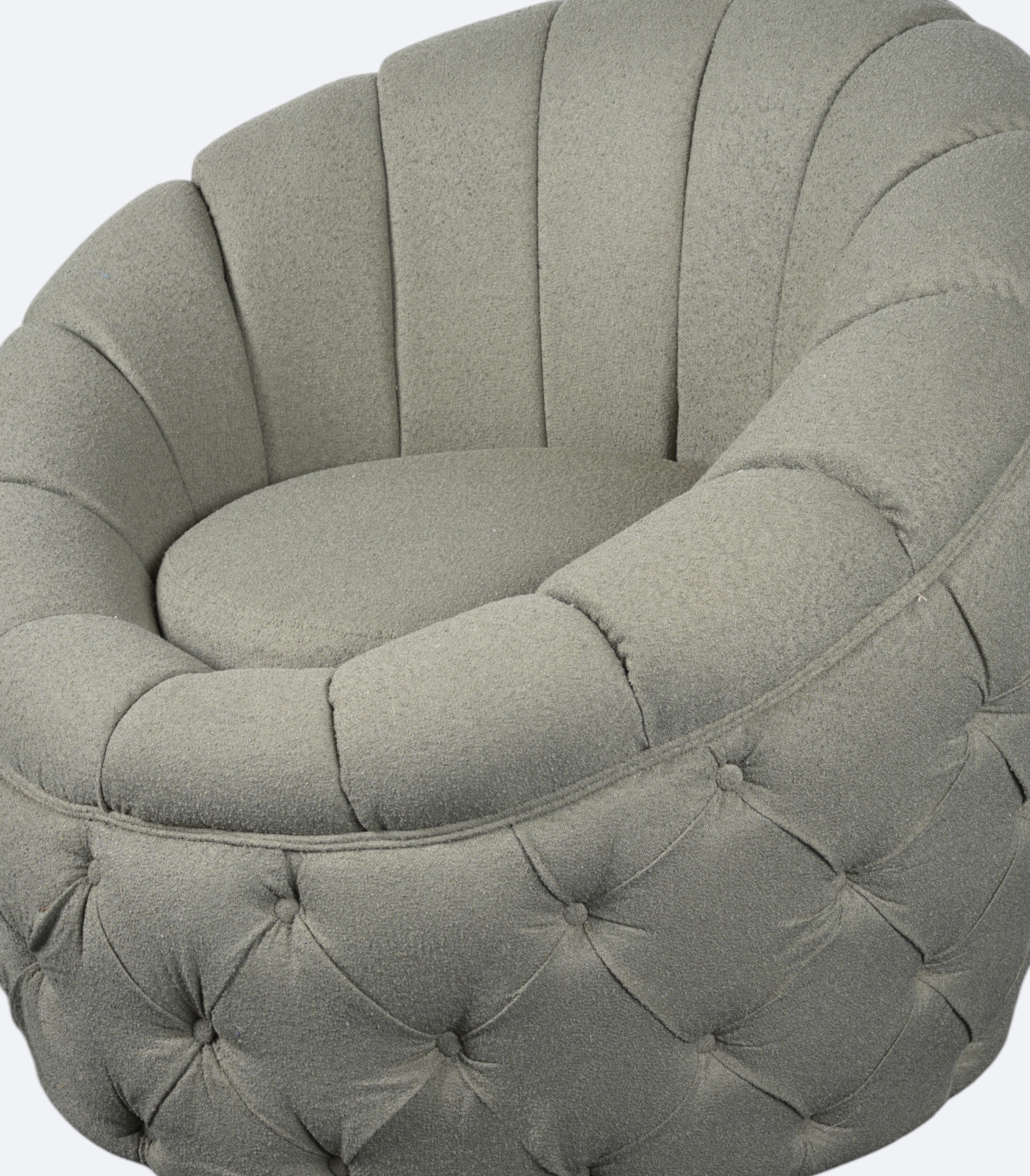 Green Boucle Tufted Egg Chair