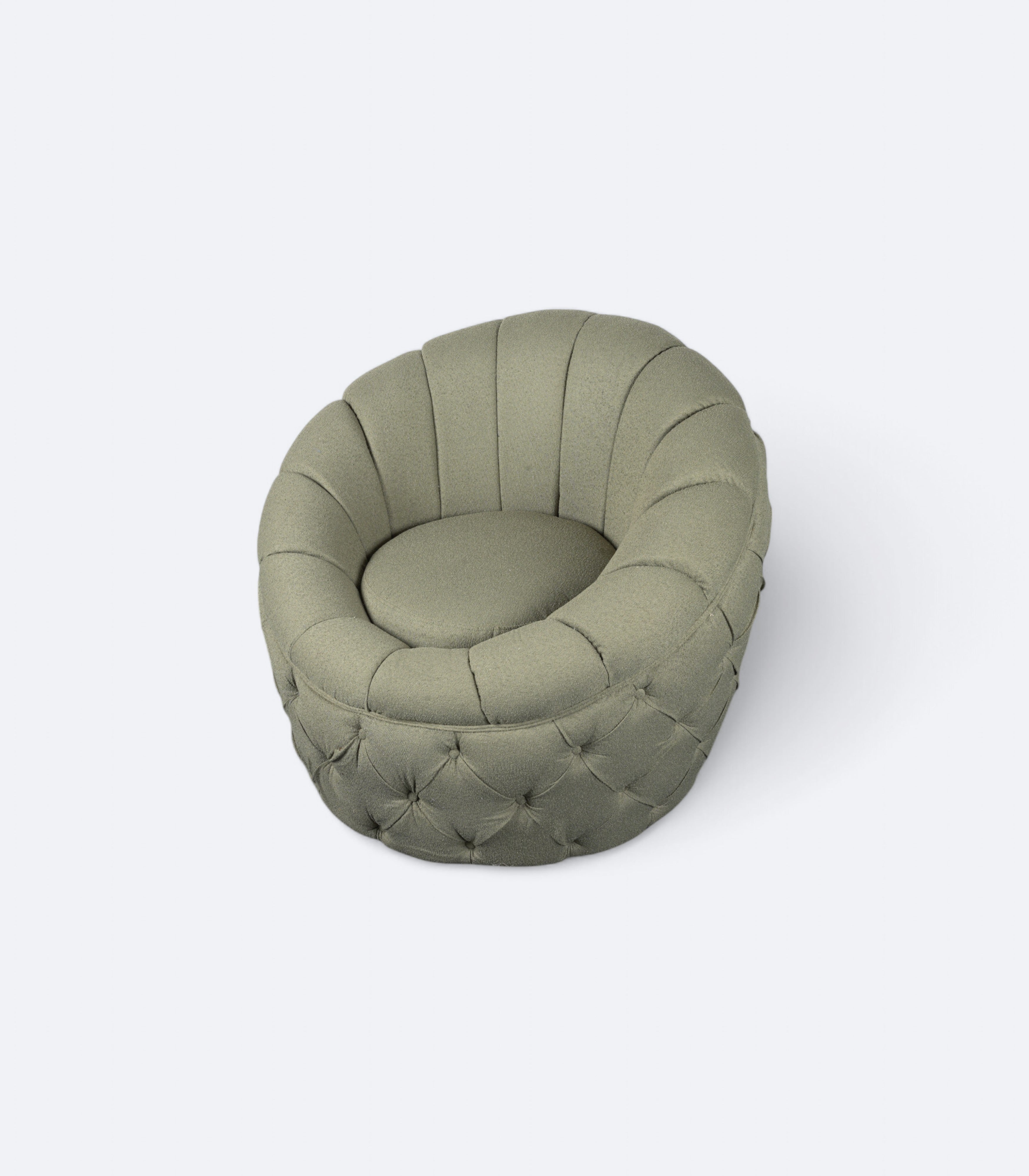Green Boucle Tufted Egg Chair