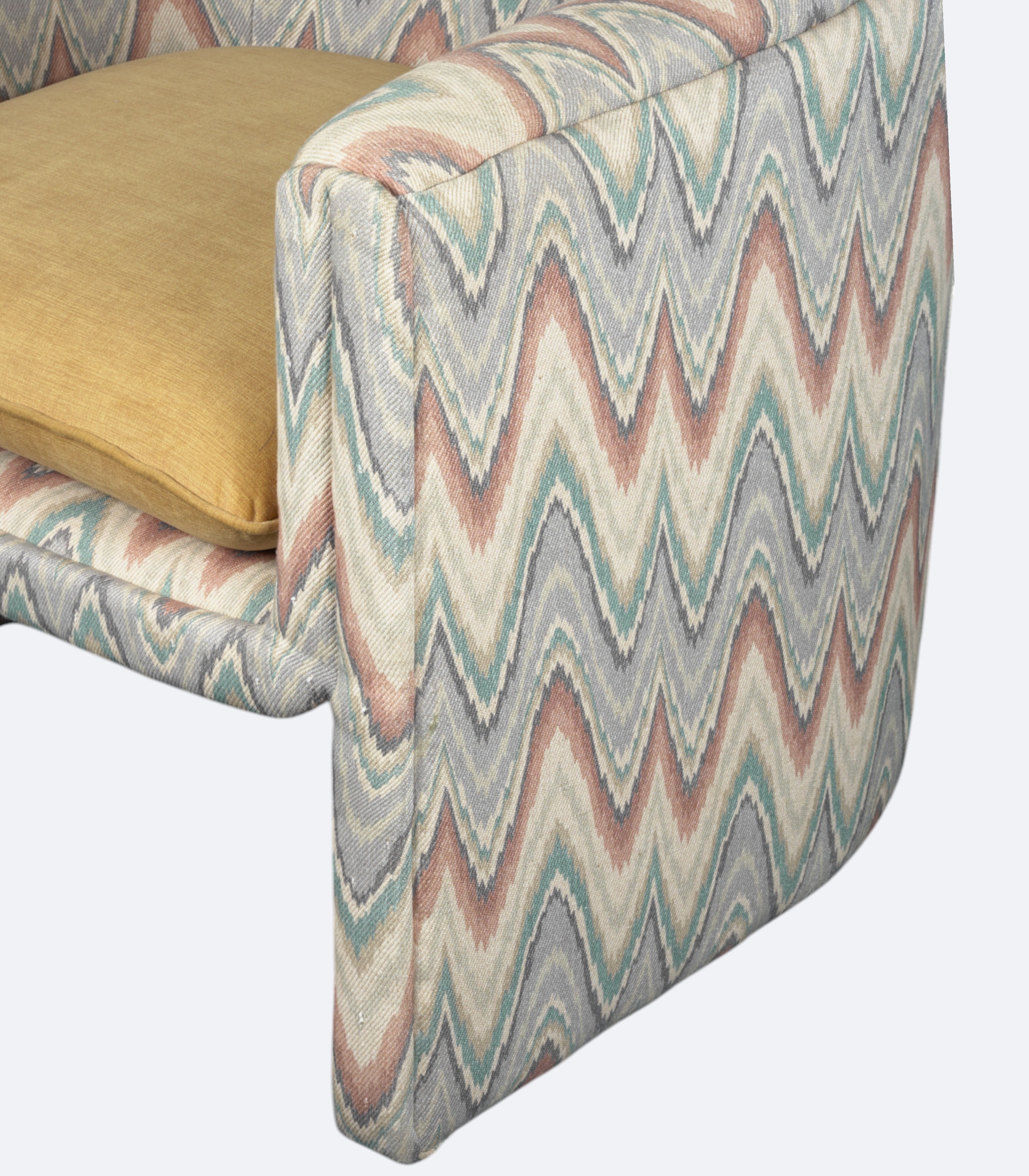 Retro Tub Chair with Cushioned Seat and Chevron Upholstery