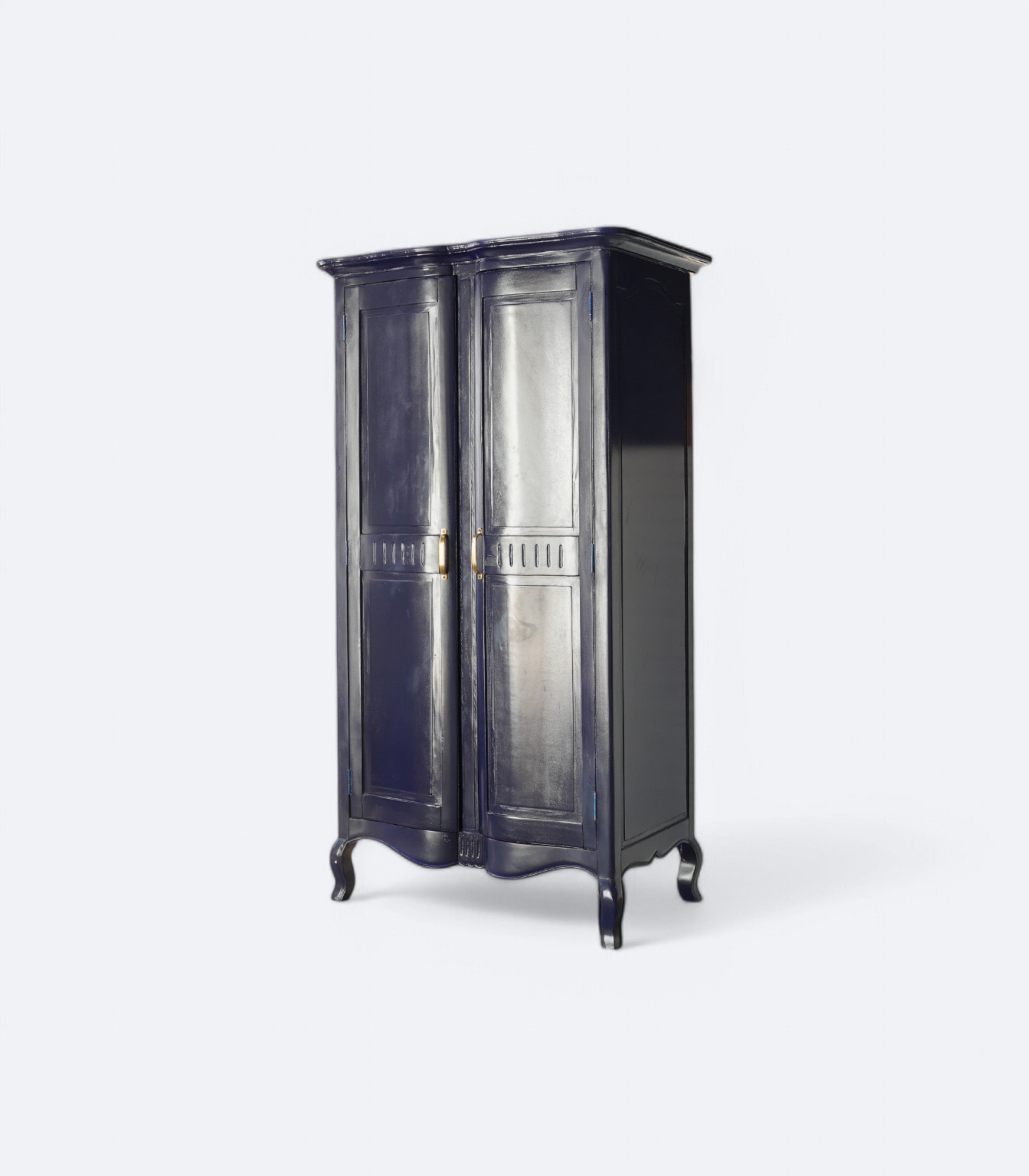 French Distressed Two-Door Armoire in Solid Acacia Wood