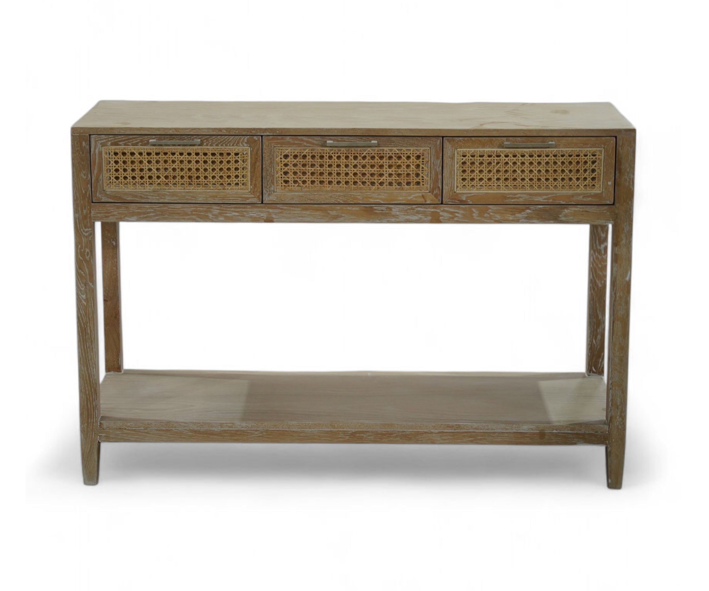 Oak & Cane Console Table with Shelf