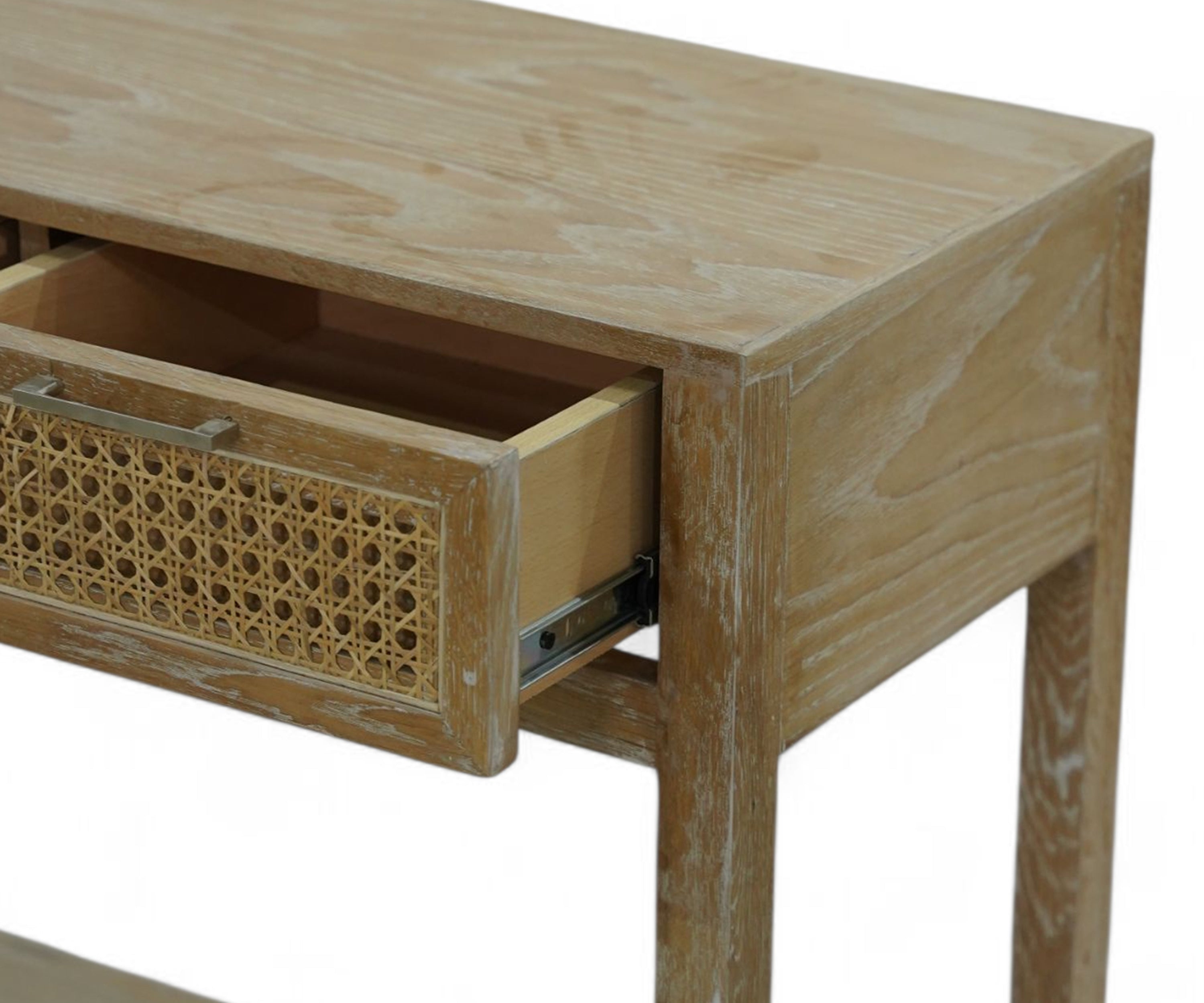 Oak & Cane Console Table with Shelf