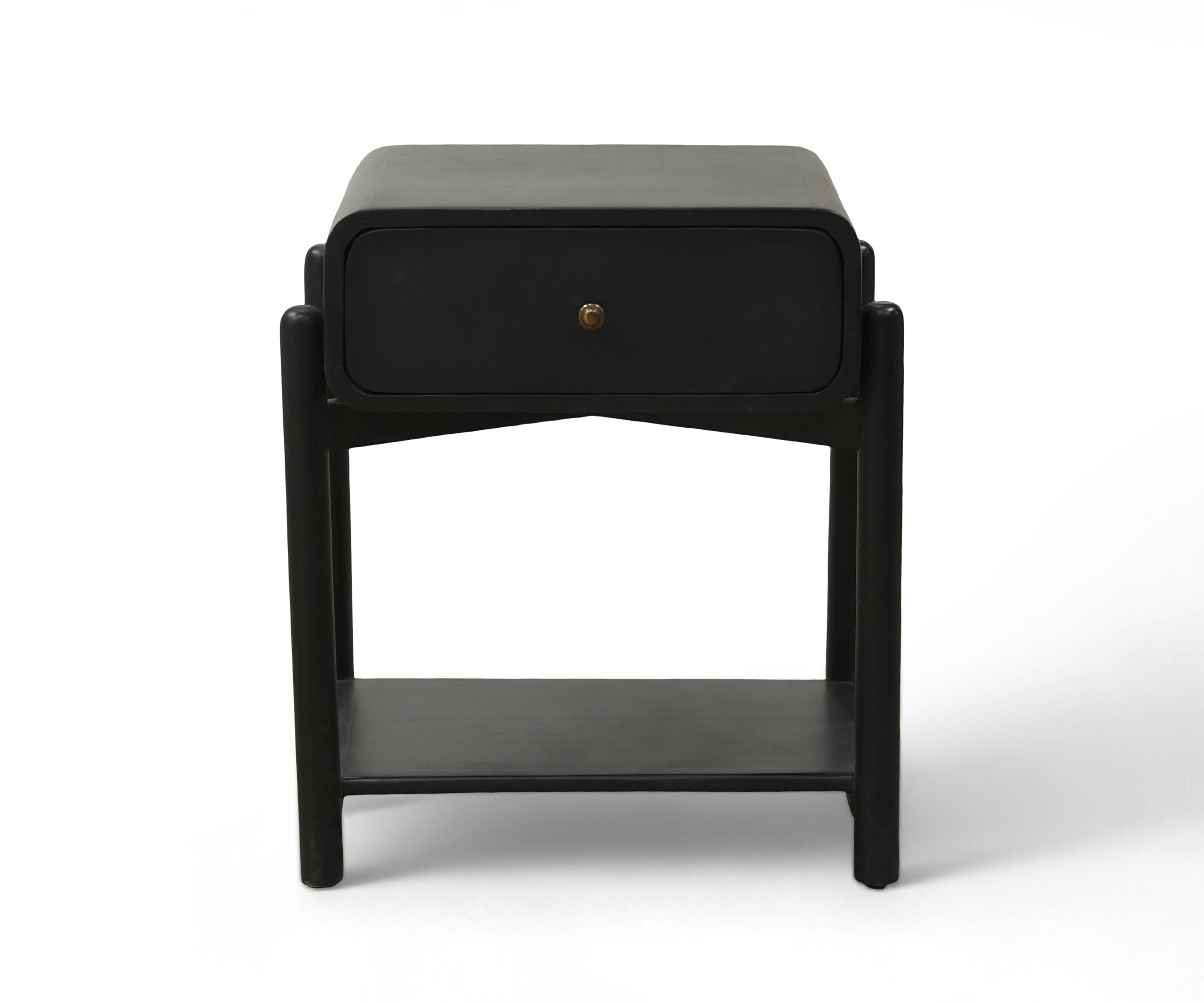 Curvy Oak Bedside Table with Drawer in Natural Finish