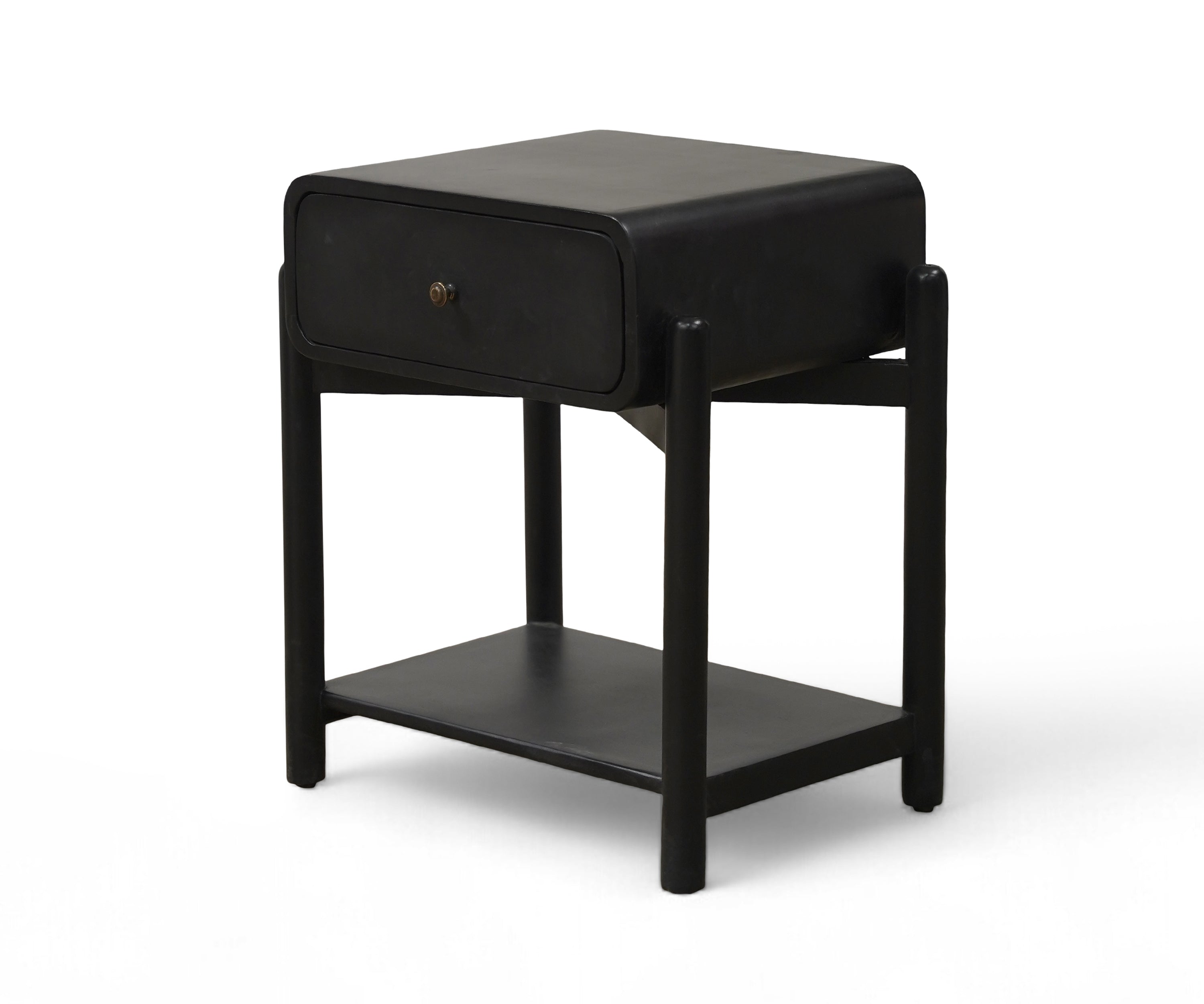 Curvy Oak Bedside Table with Drawer in Natural Finish