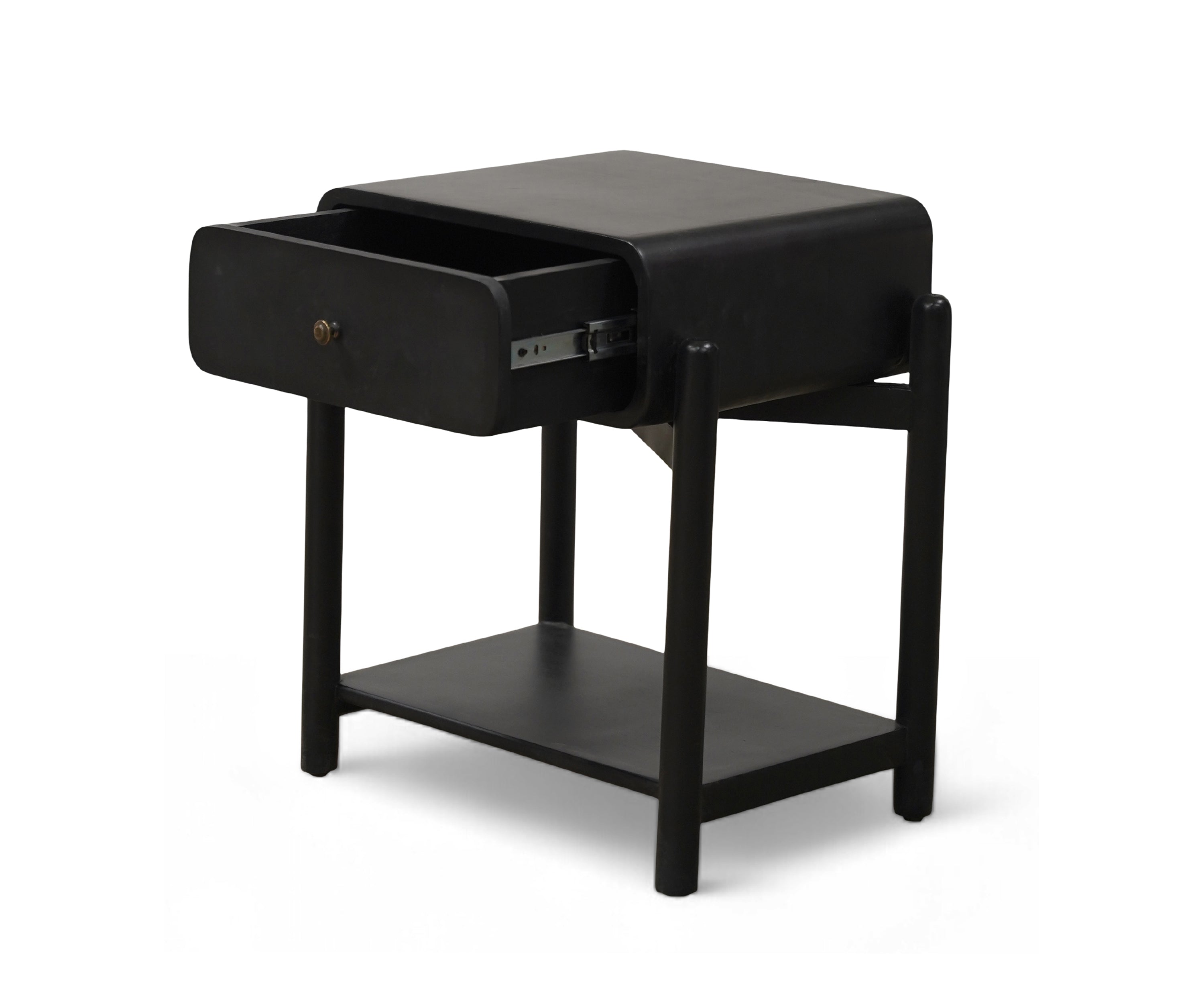 Curvy Oak Bedside Table with Drawer in Natural Finish