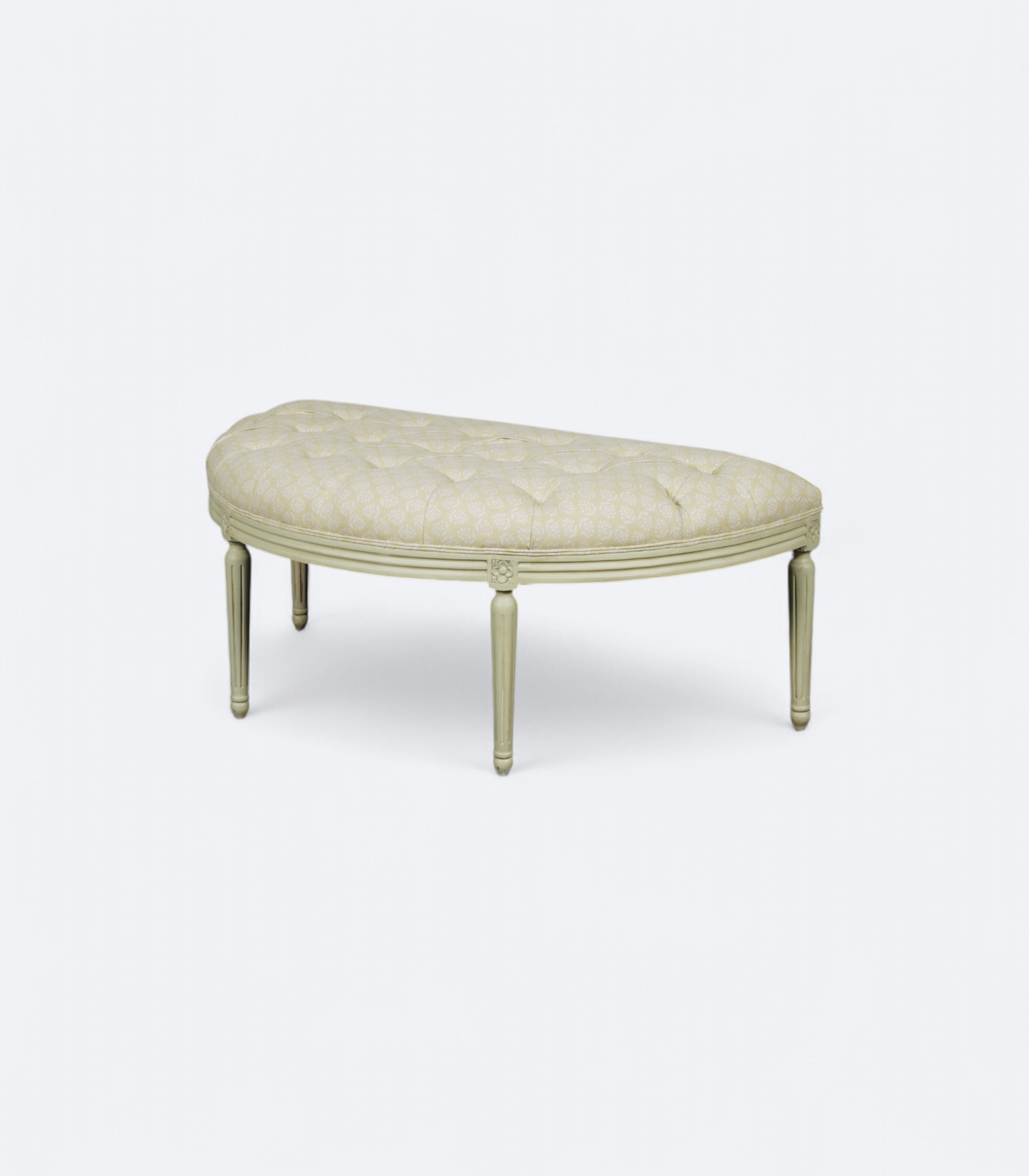 Gustavian Heirloom Tufted Half Round Bench