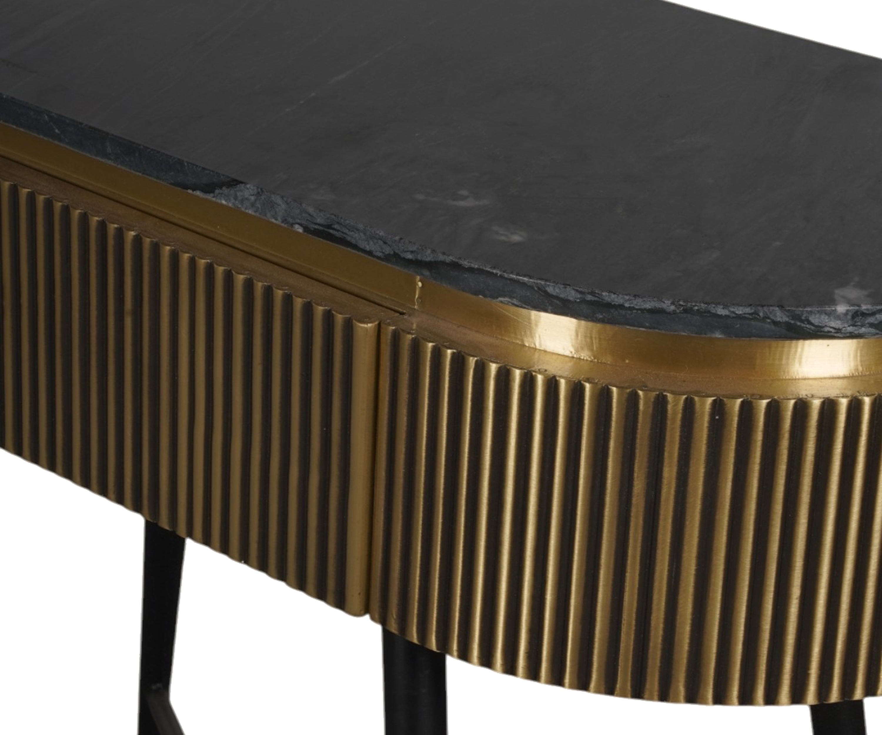 Fluted Brass Wall Table with Marble Top