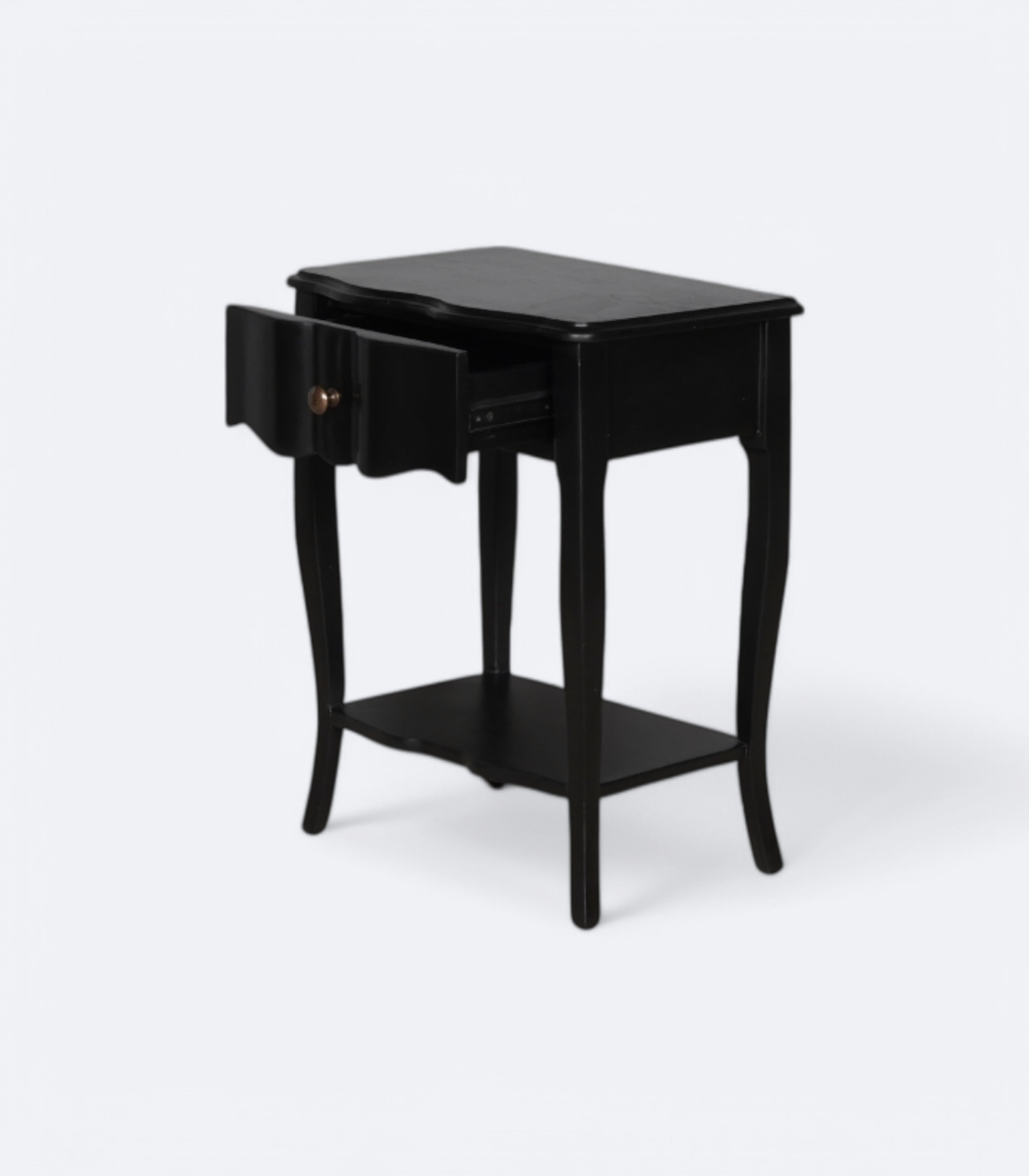 French Black-Stained Acacia Side Table