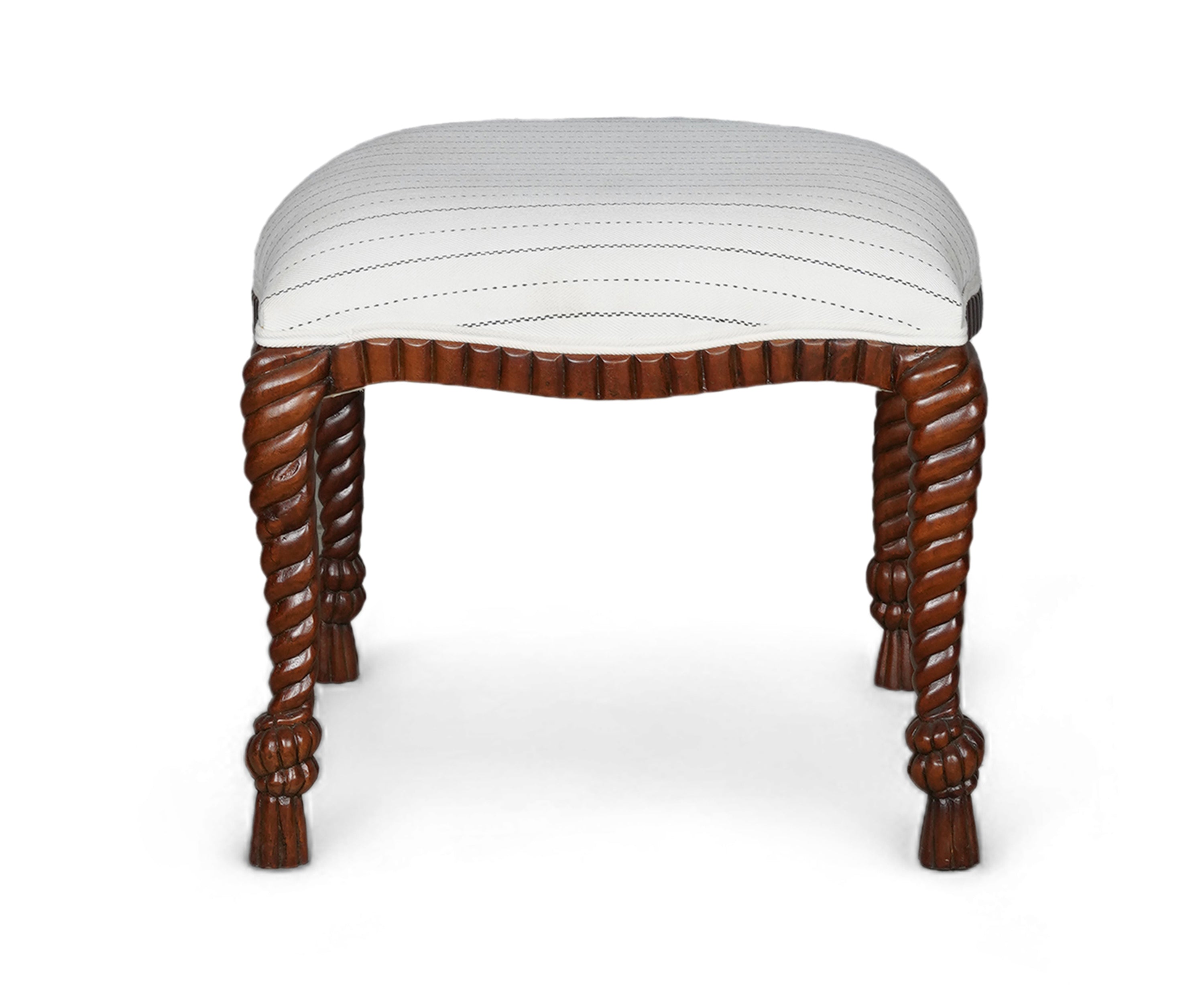 Rope & Knot Carved Wood Stools