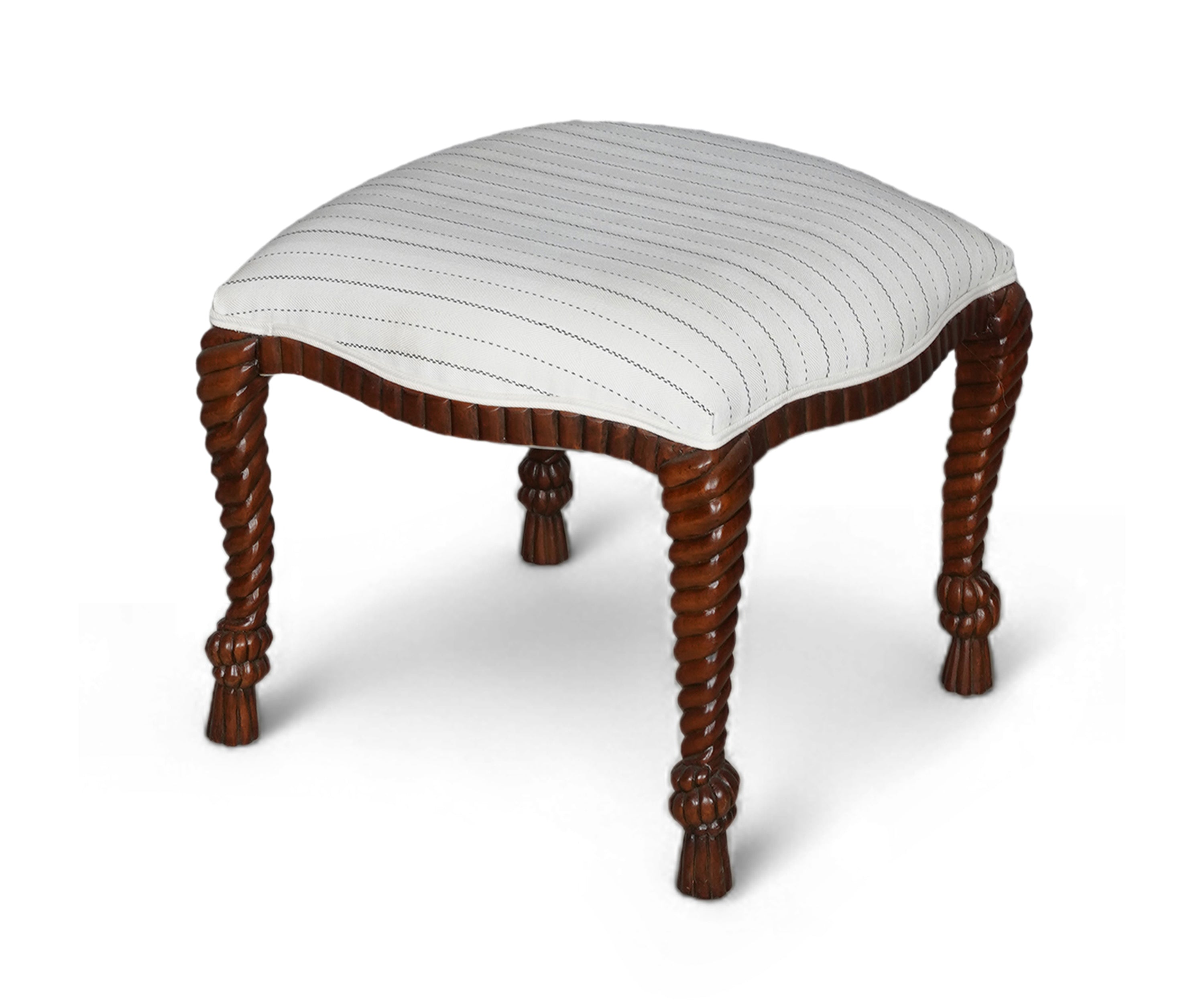 Rope & Knot Carved Wood Stools