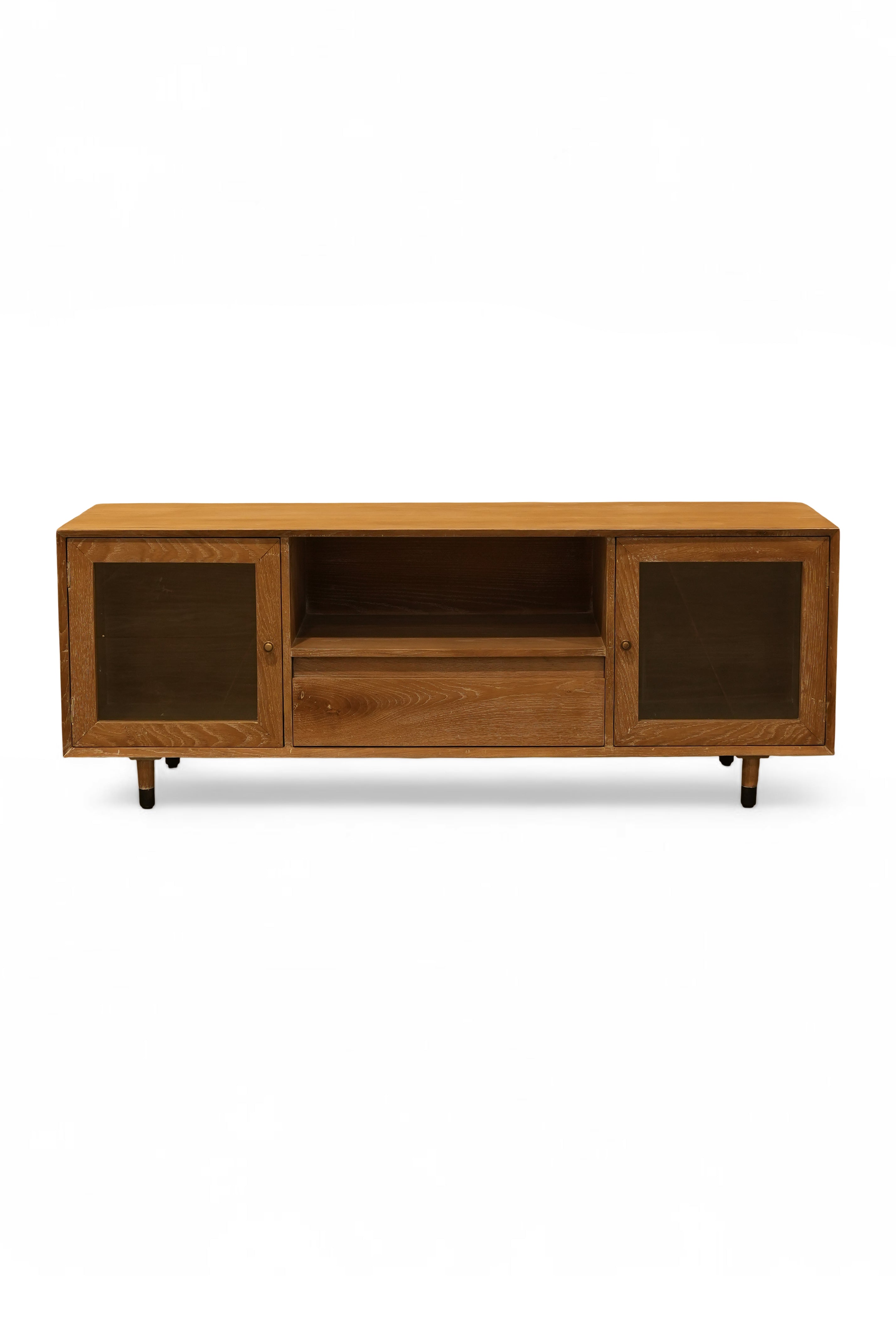 Harbor Oak Glass-Door Media Cabinet