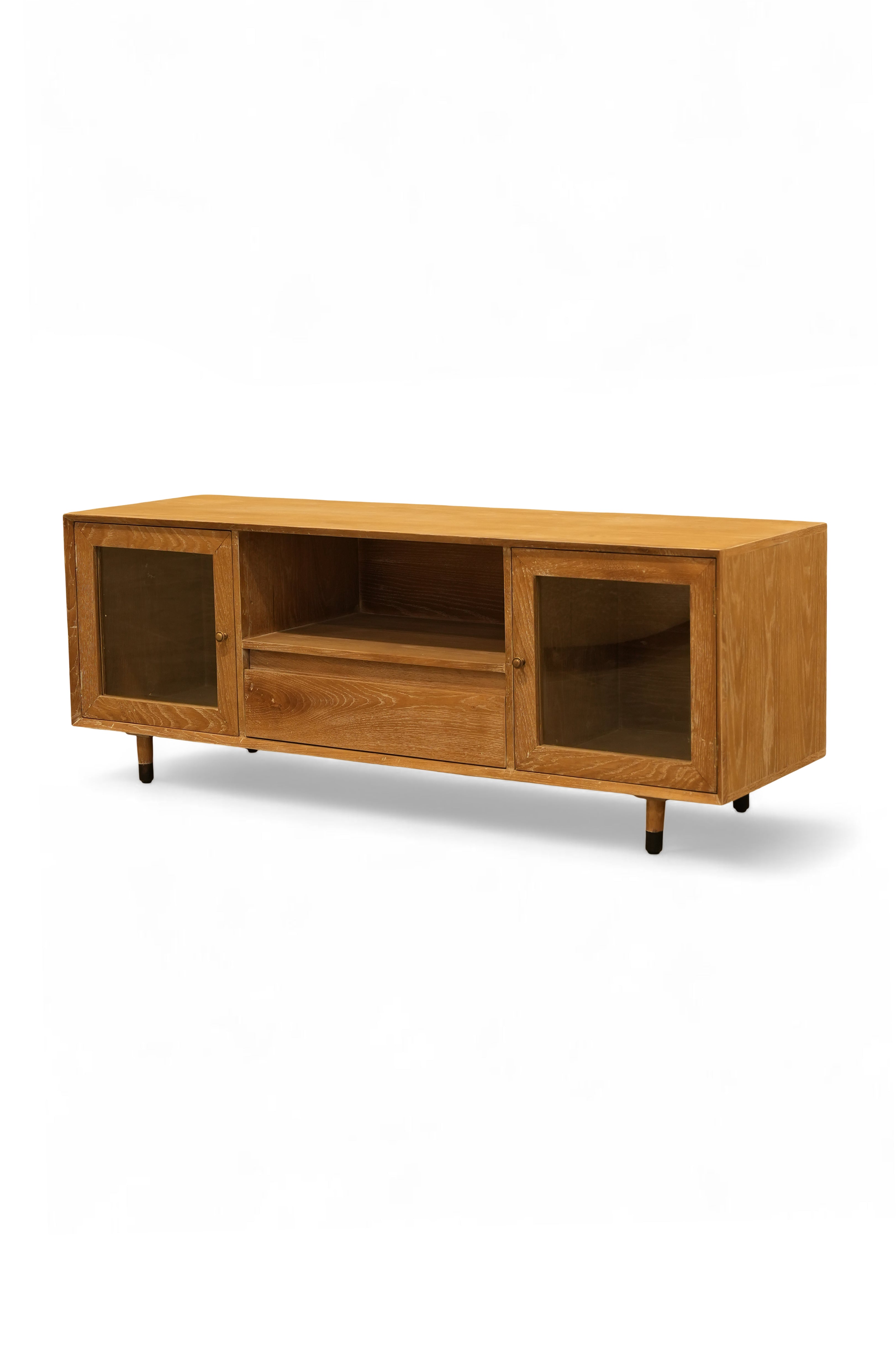 Harbor Oak Glass-Door Media Cabinet