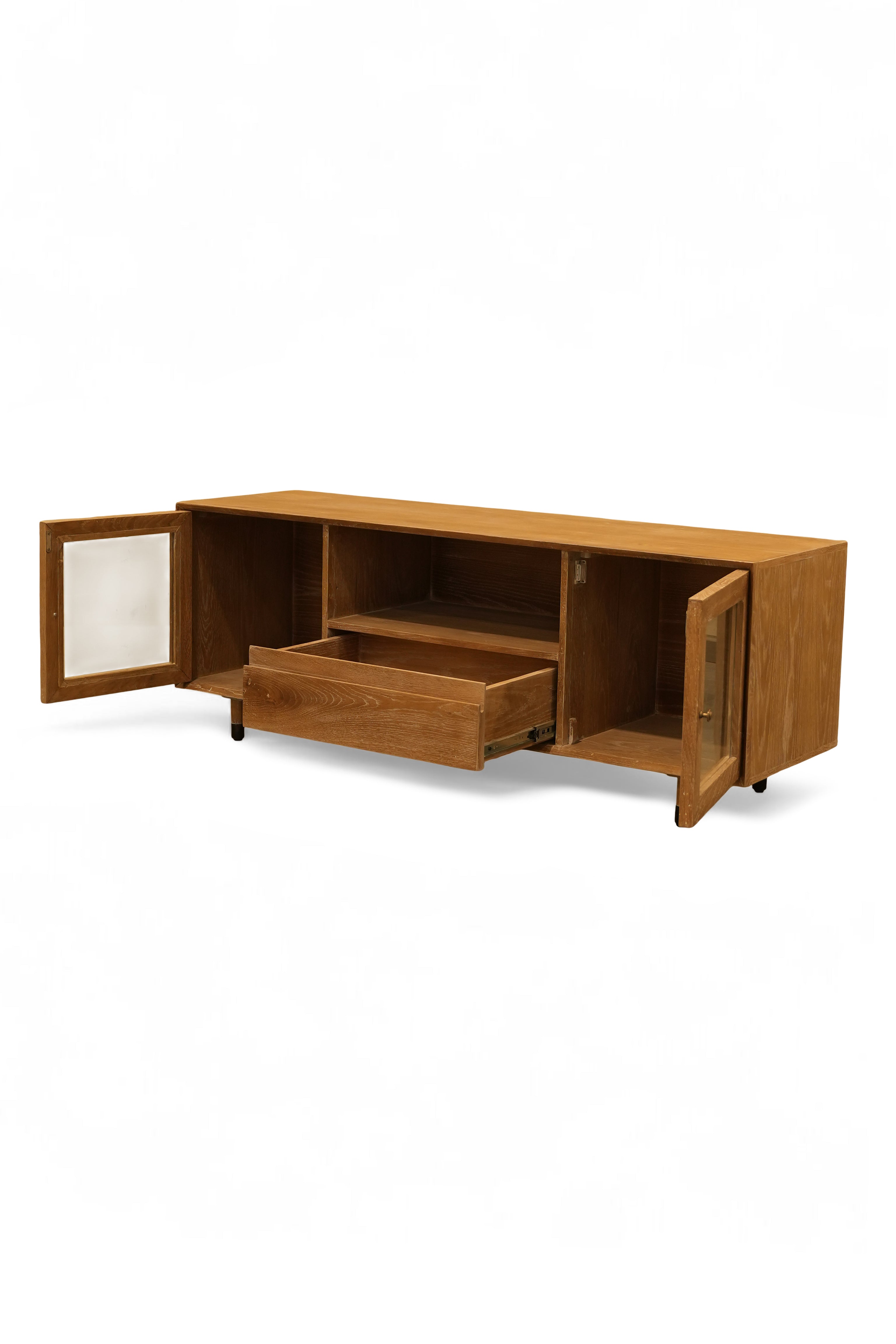 Harbor Oak Glass-Door Media Cabinet