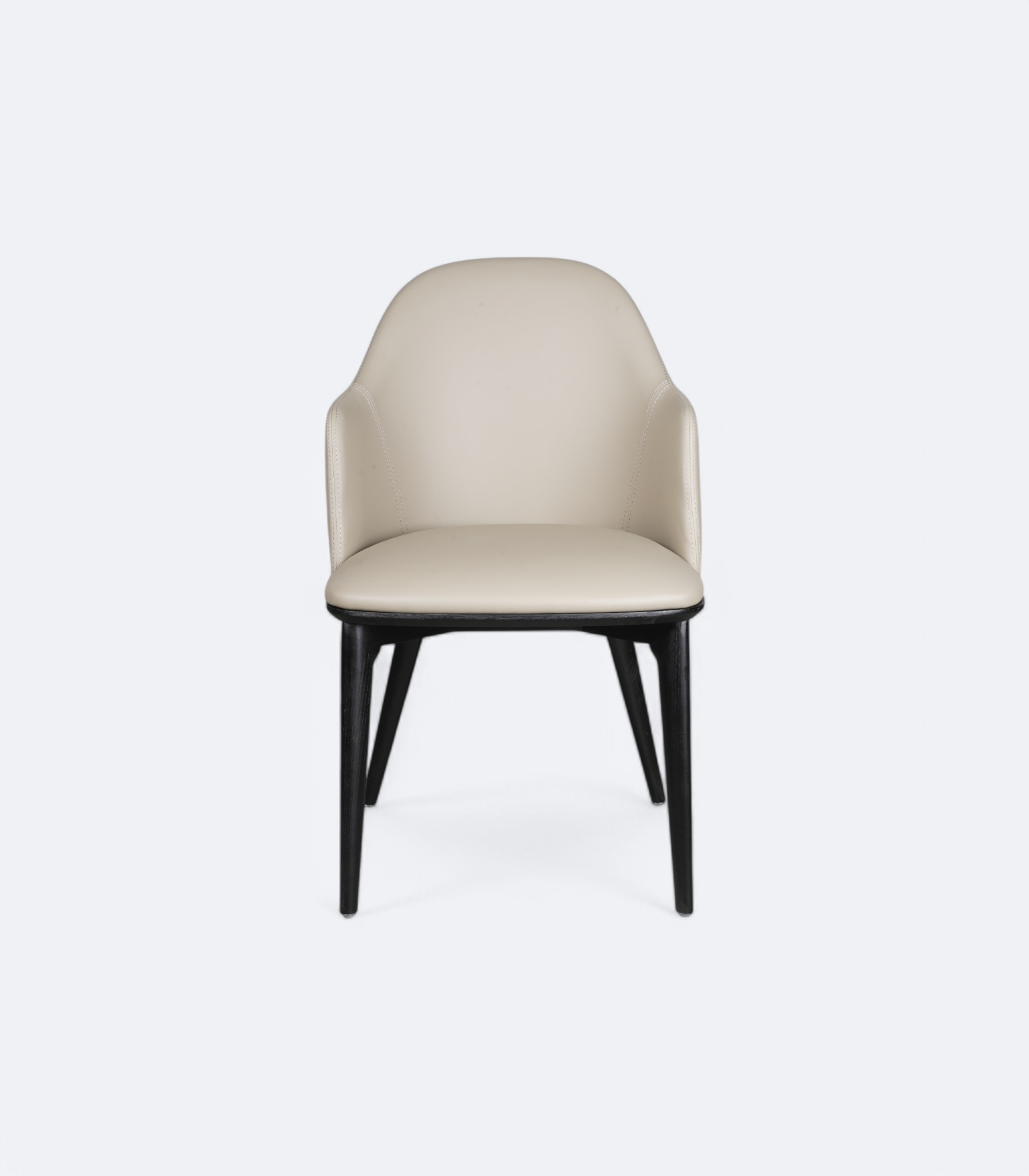 Contemporary Dining Chair in Leather and Acacia Wood