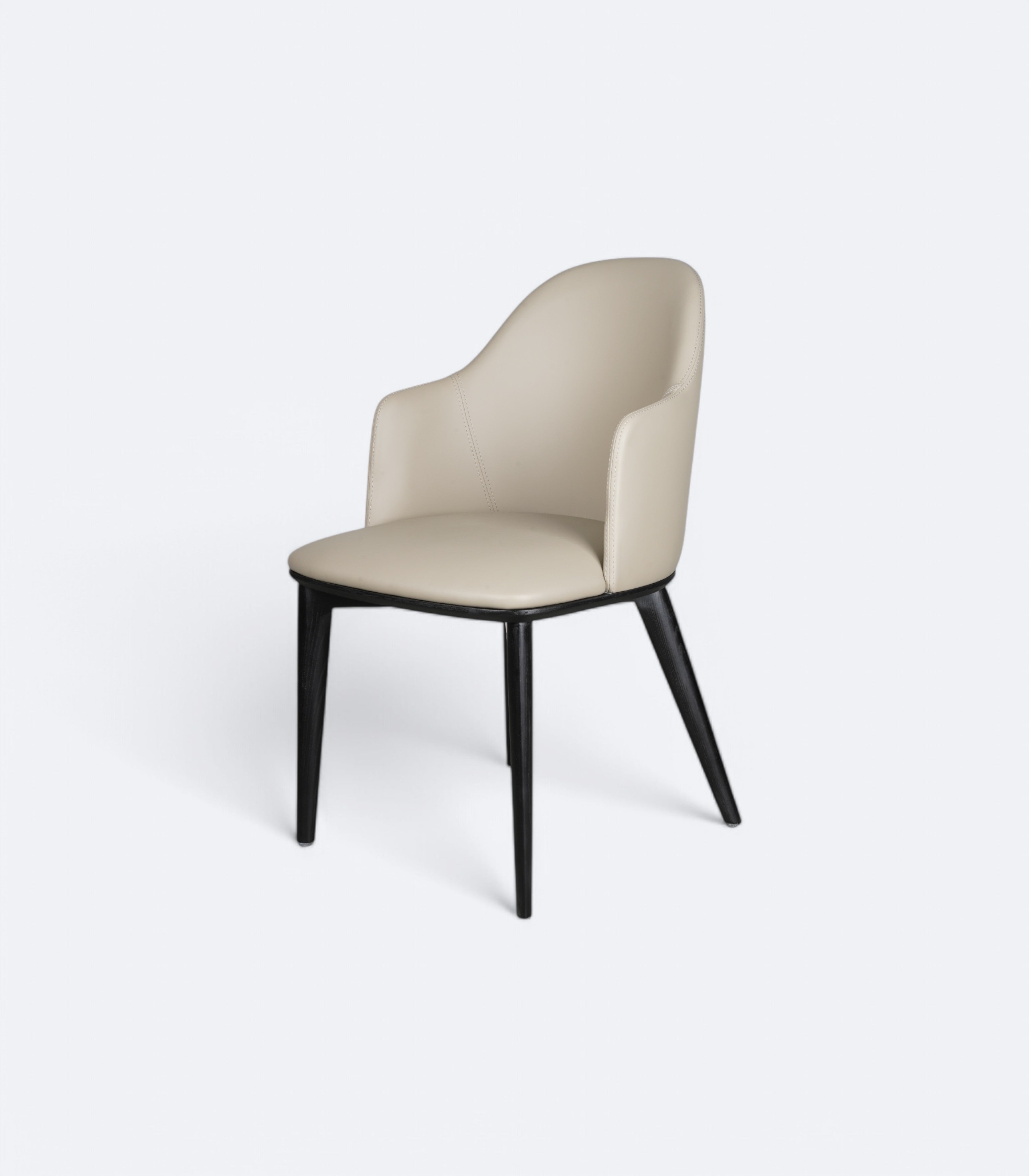 Contemporary Dining Chair in Leather and Acacia Wood