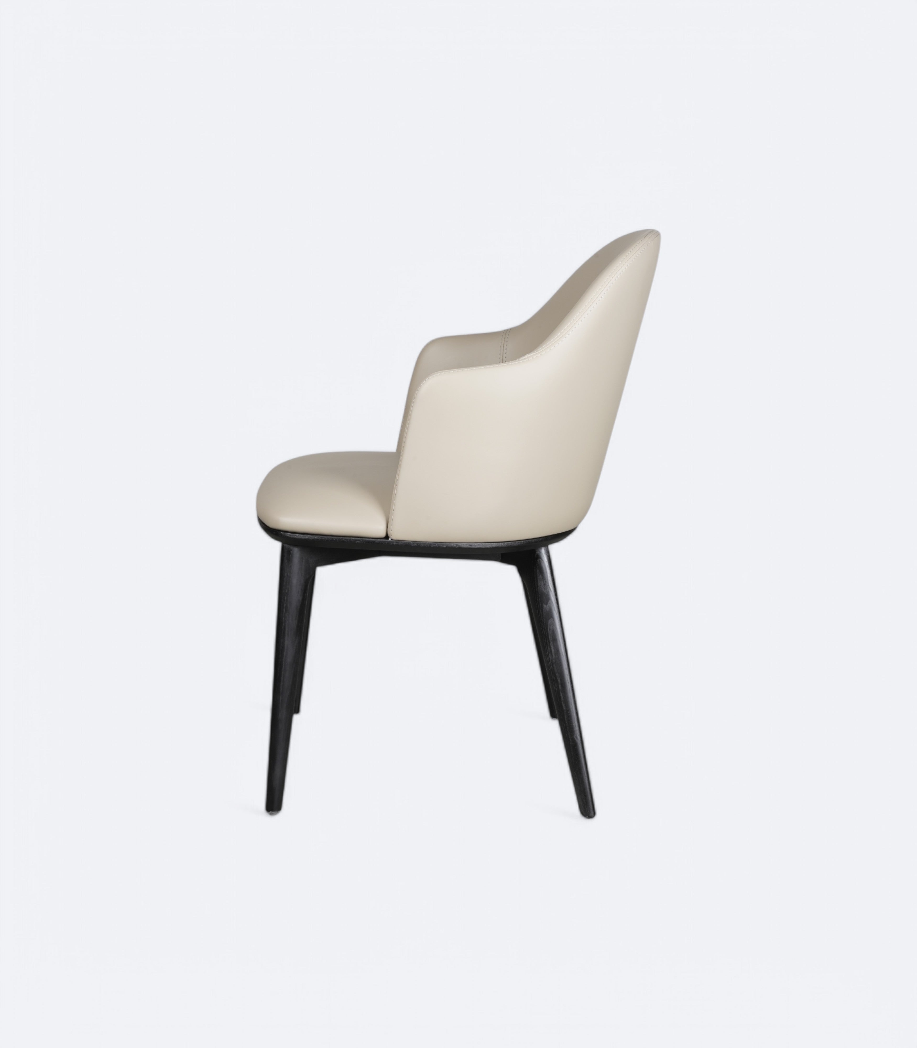 Contemporary Dining Chair in Leather and Acacia Wood