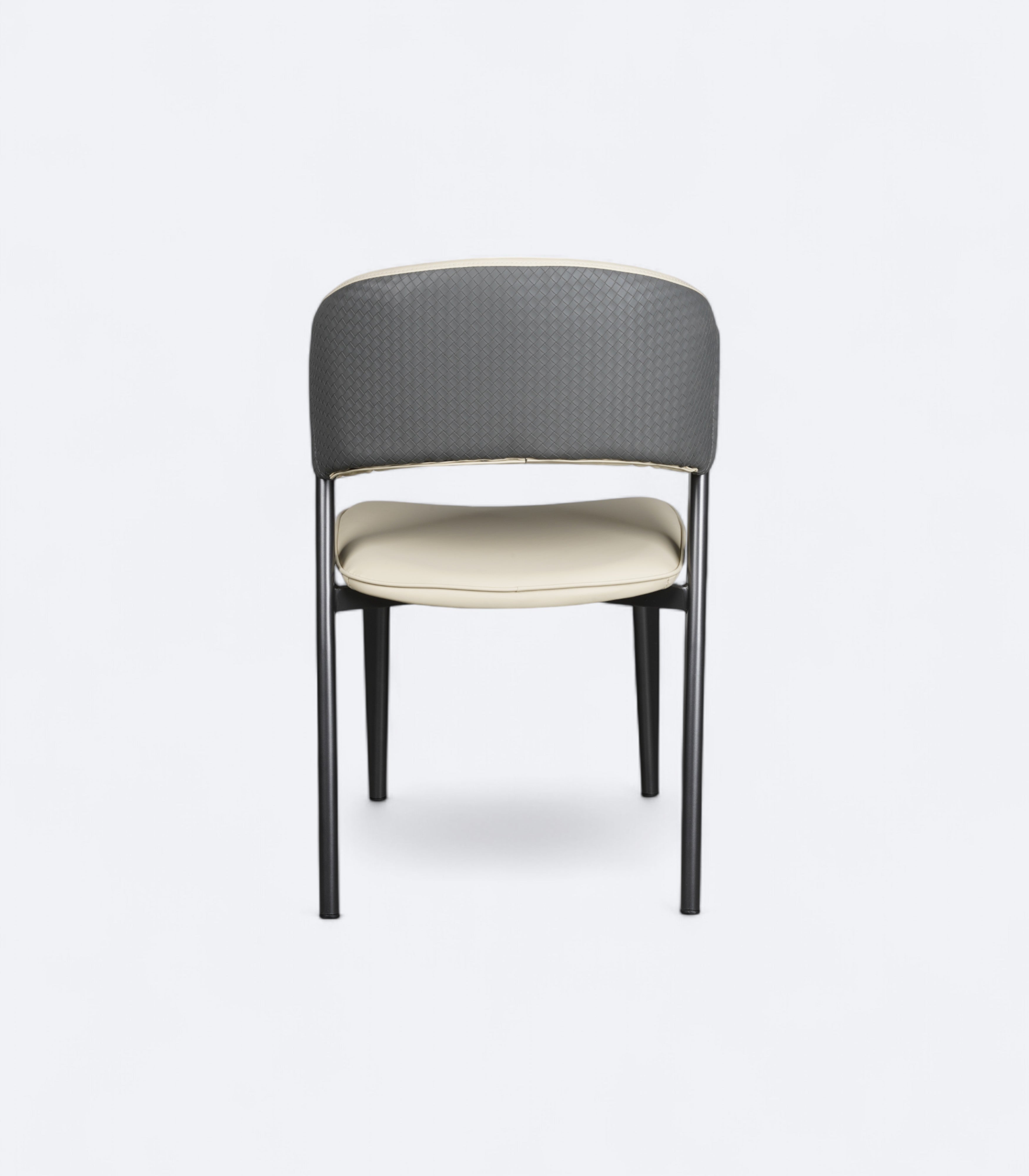 Sleek Beauty: Curved Back Wooden Dining Chair in Leather