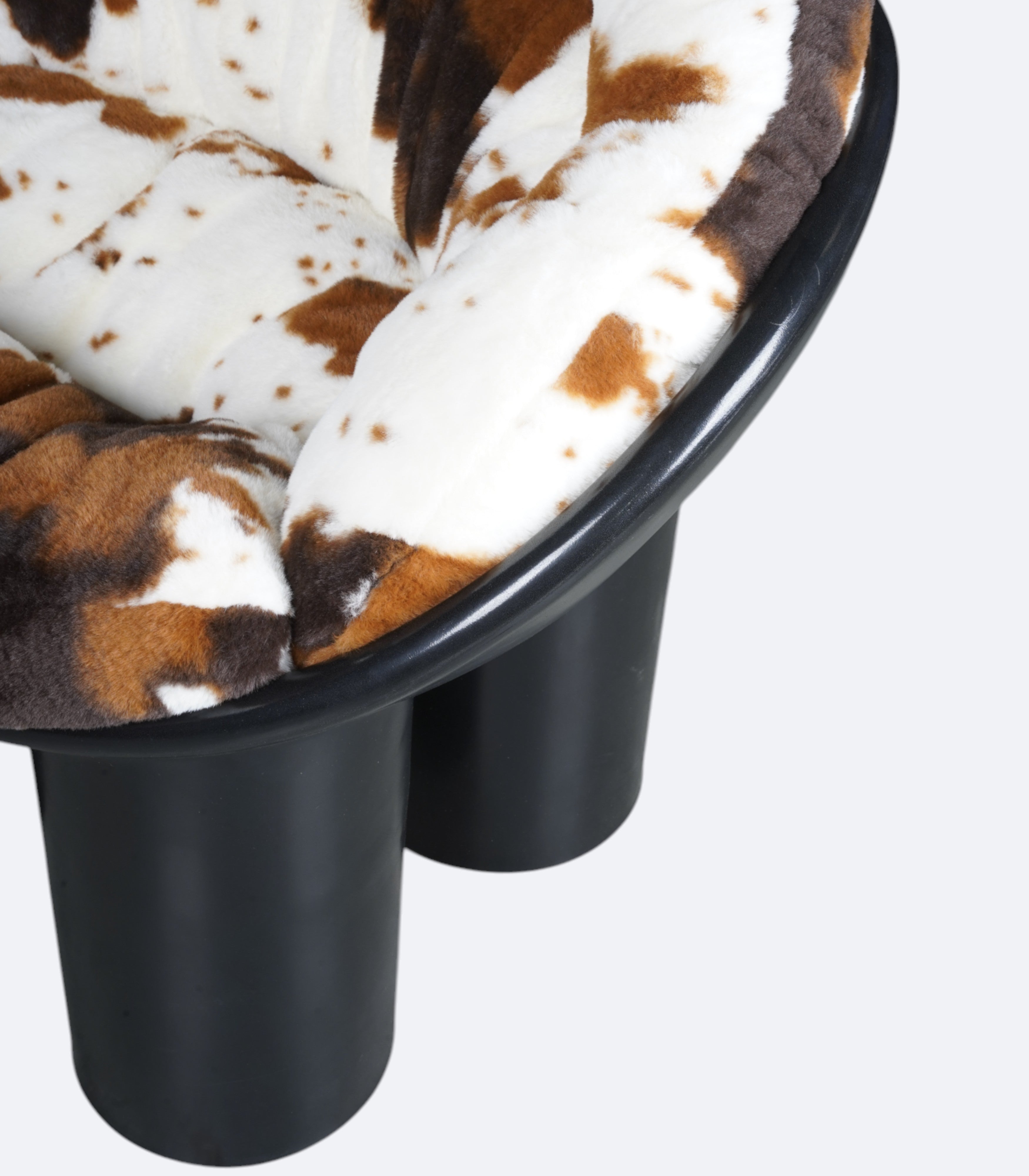 Sculptural Low Armchair in Cowhide-Effect Velvet