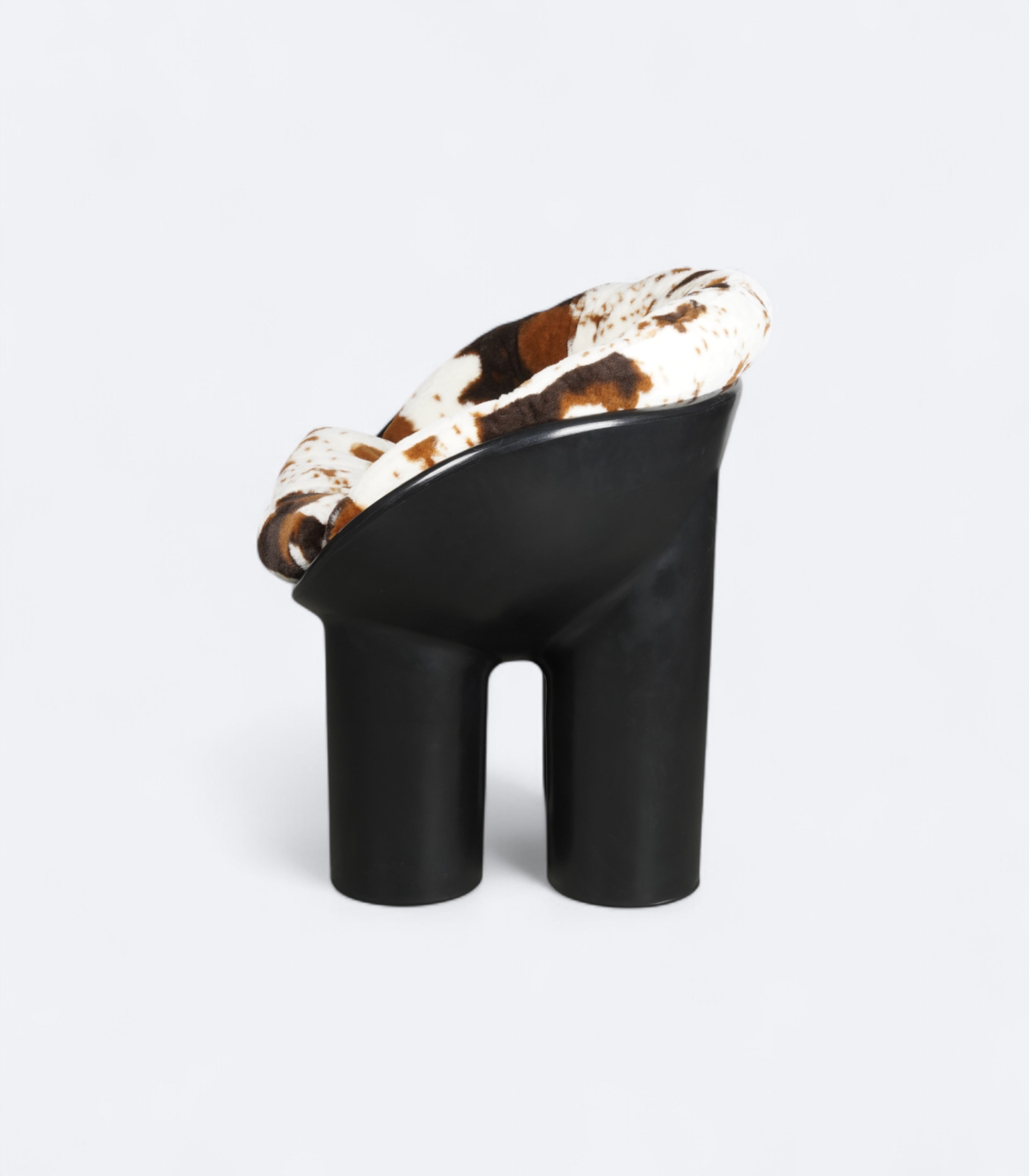 Sculptural Low Armchair in Cowhide-Effect Velvet