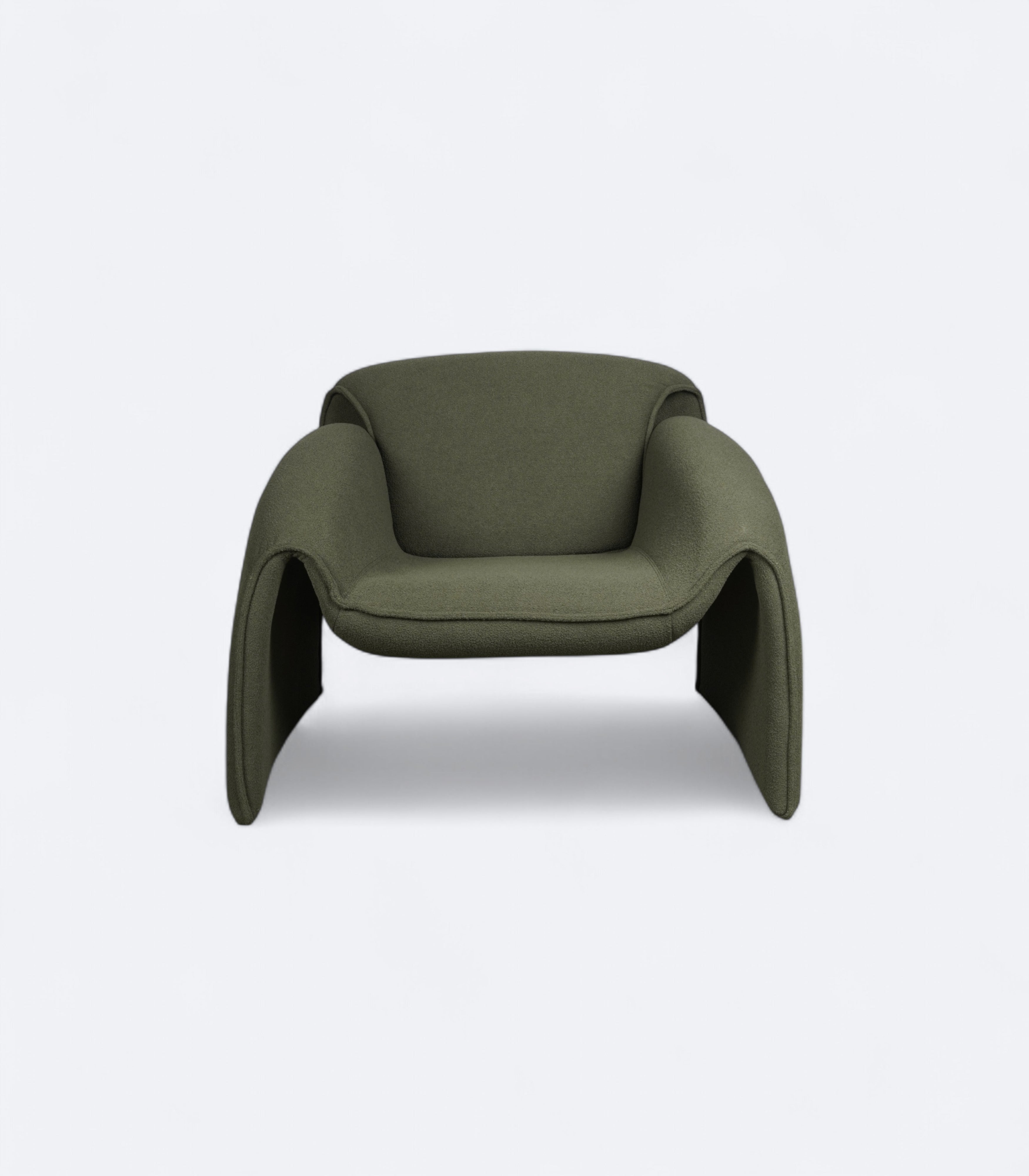 Sage Green Accent Chair in Bouclé with Sculpted Arms