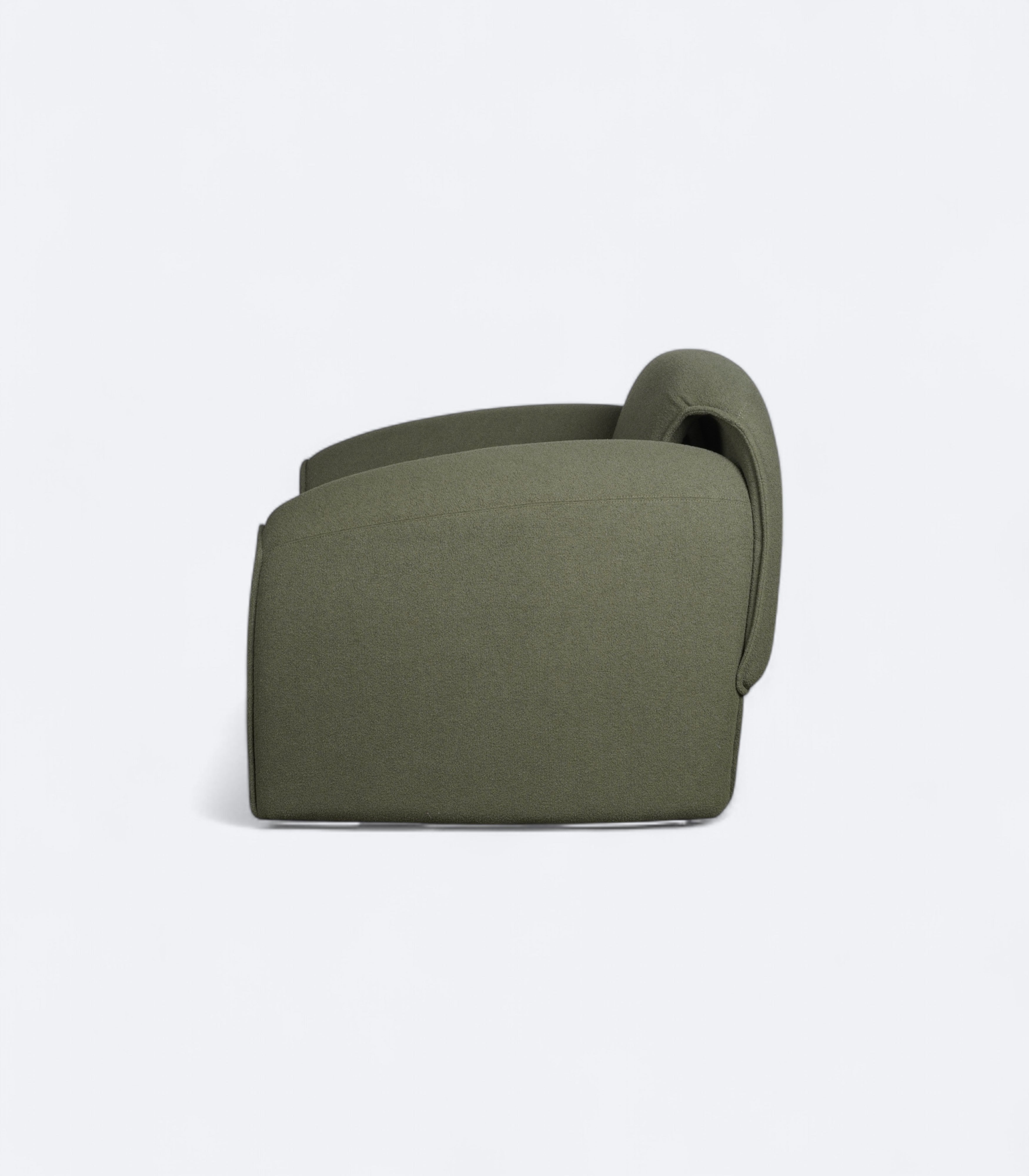 Sage Green Accent Chair in Bouclé with Sculpted Arms
