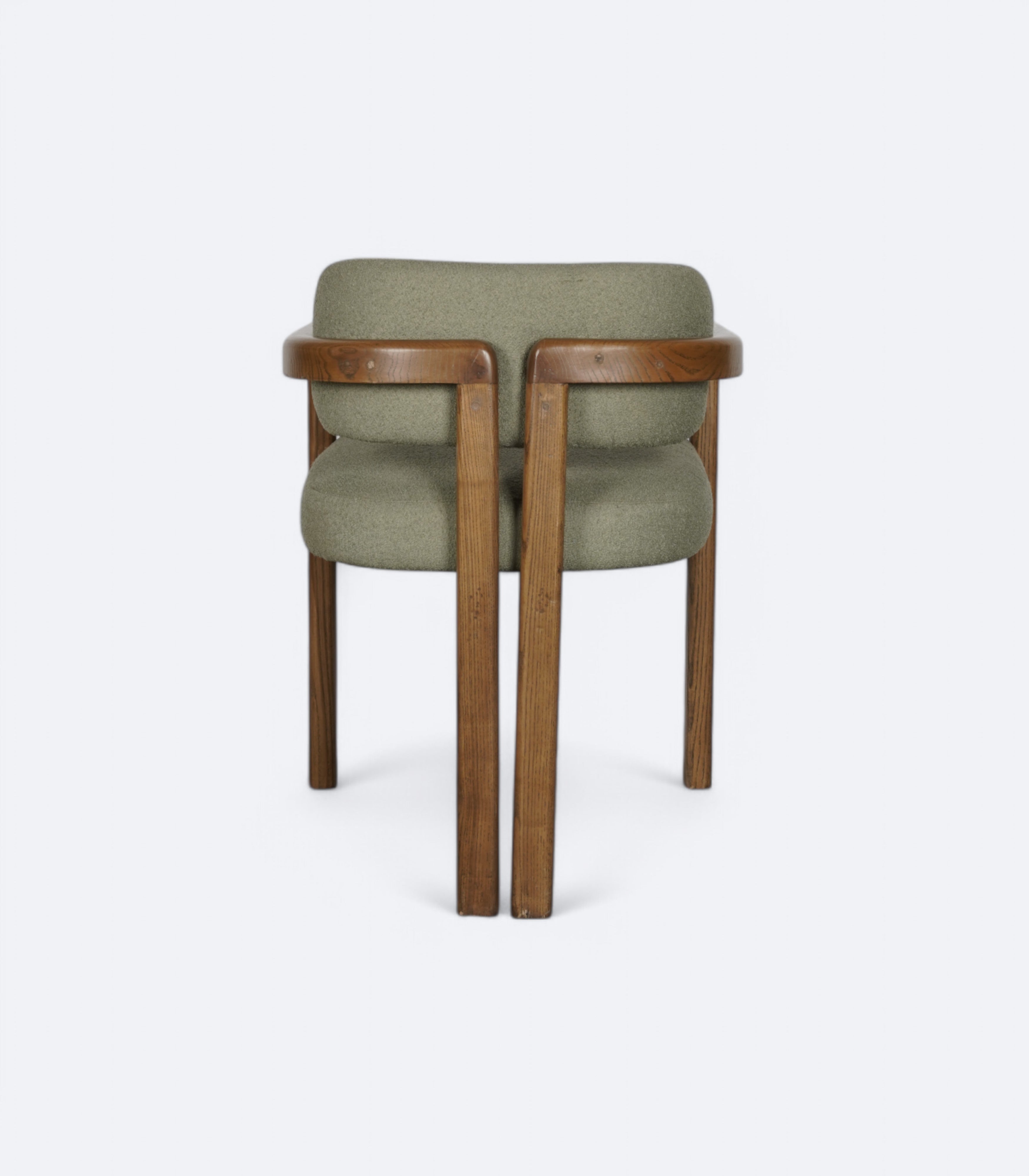 Open-Frame Armchair in Acacia Wood and Bouclé