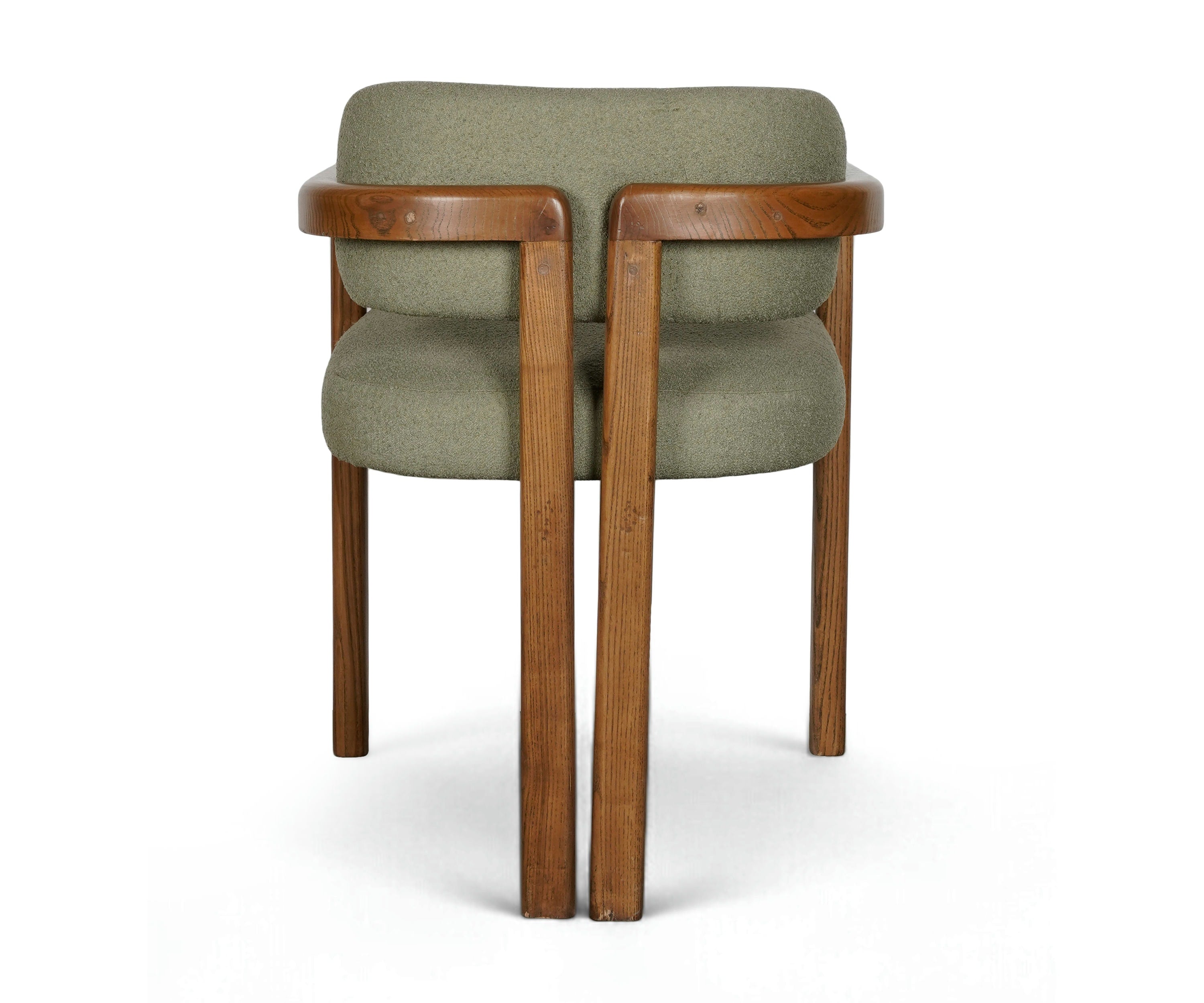 Open-Frame Armchair in Acacia Wood and Bouclé