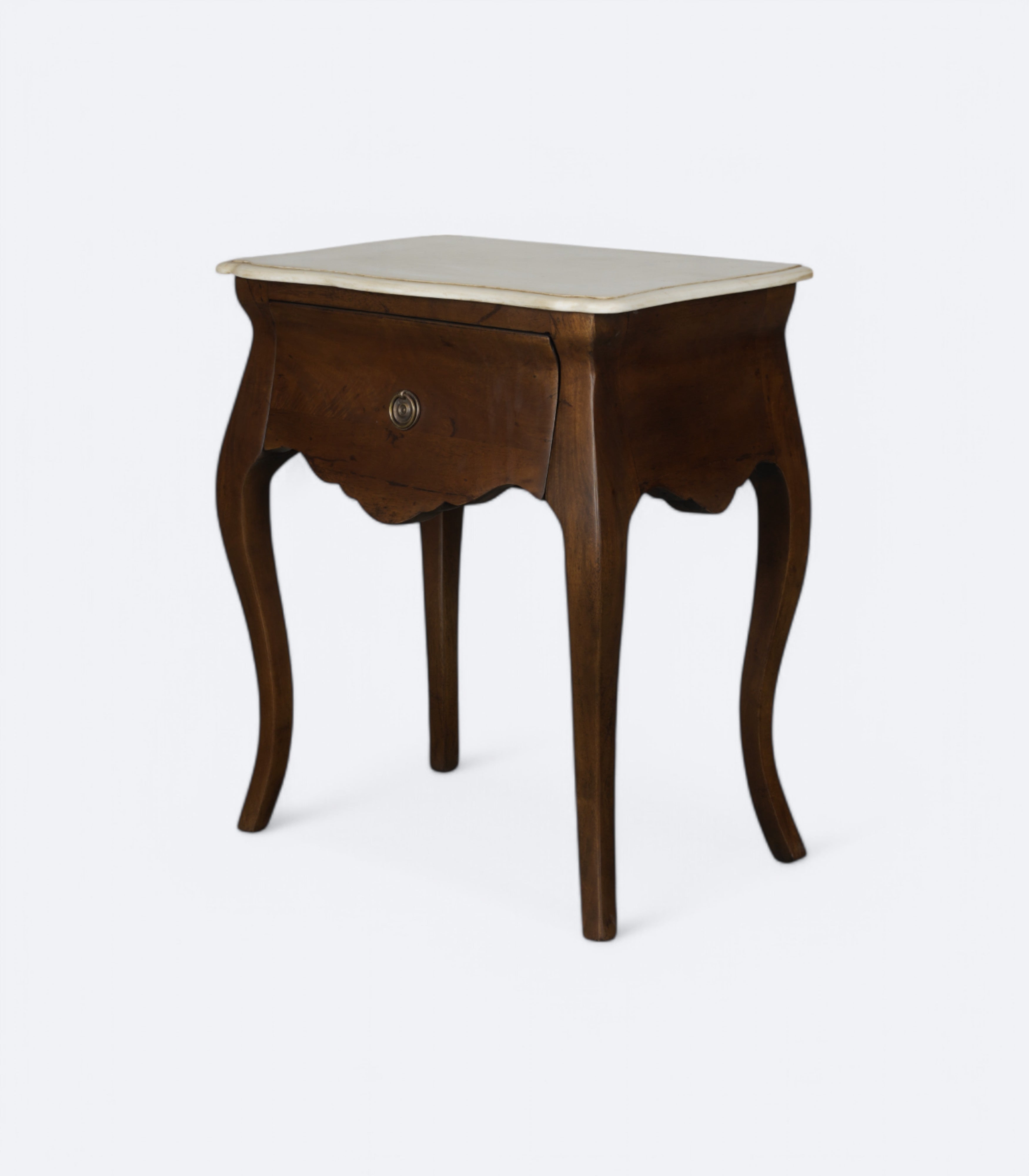 French-Style Bedside Table with Marble Top