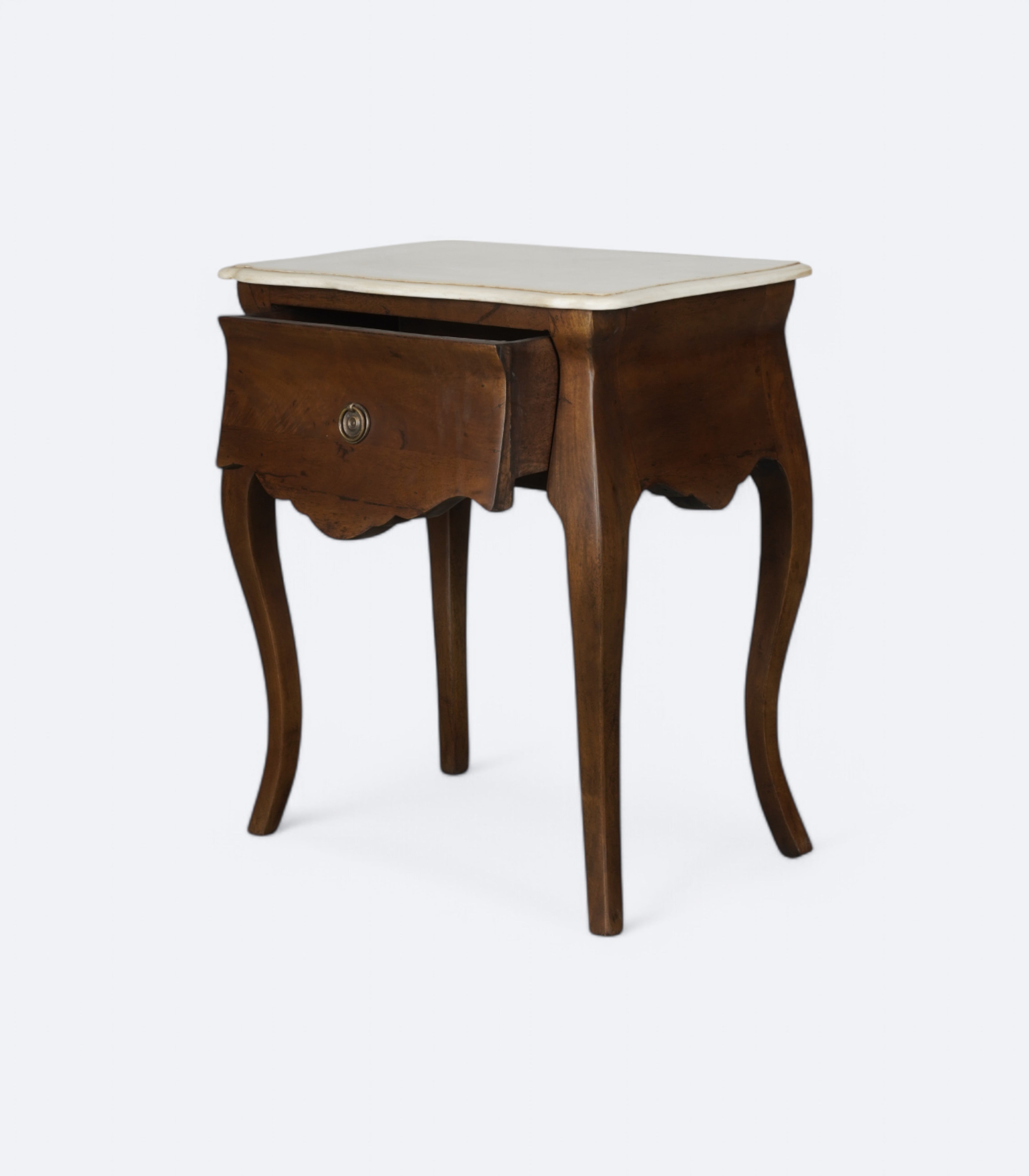 French-Style Bedside Table with Marble Top