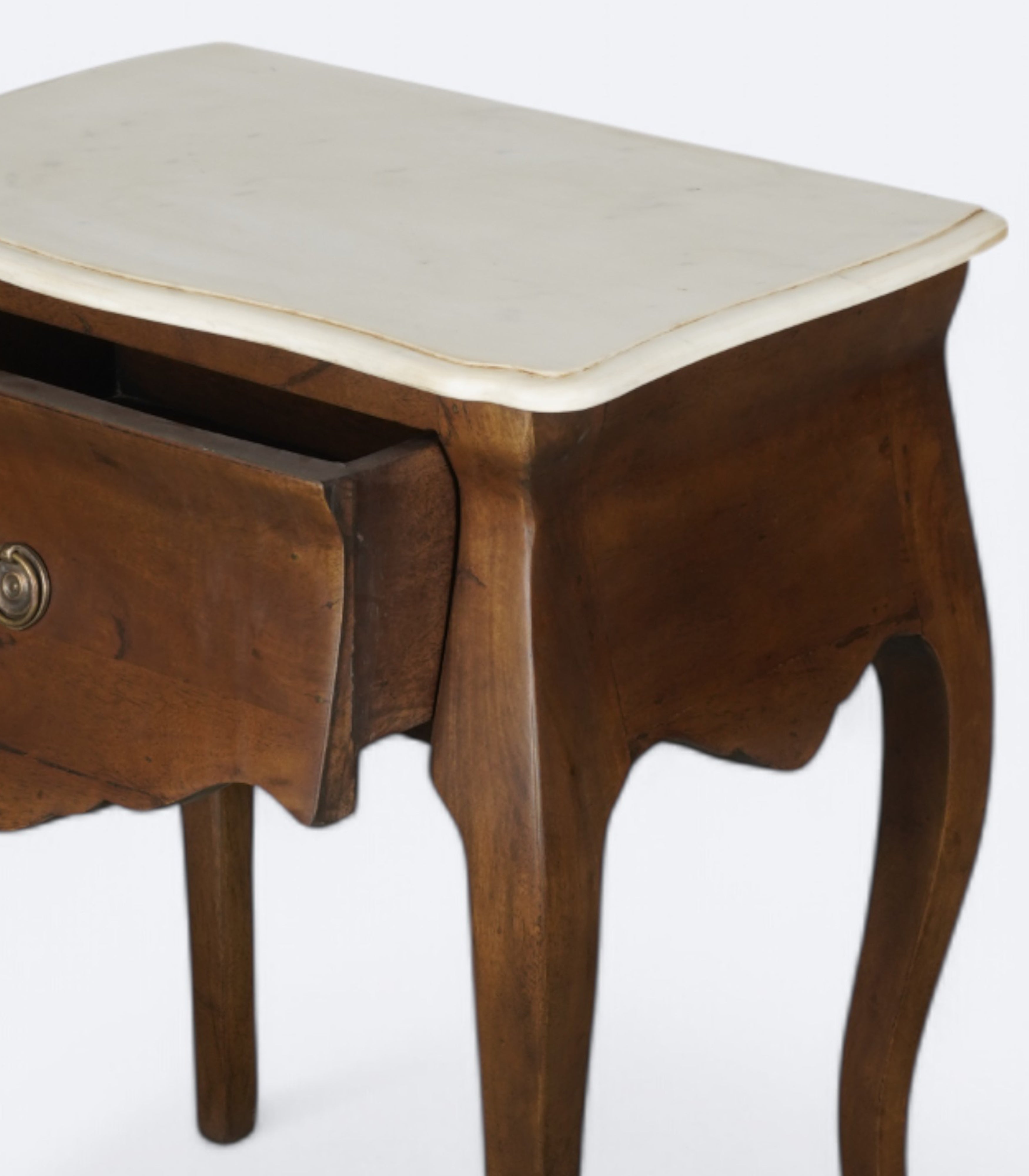 French-Style Bedside Table with Marble Top