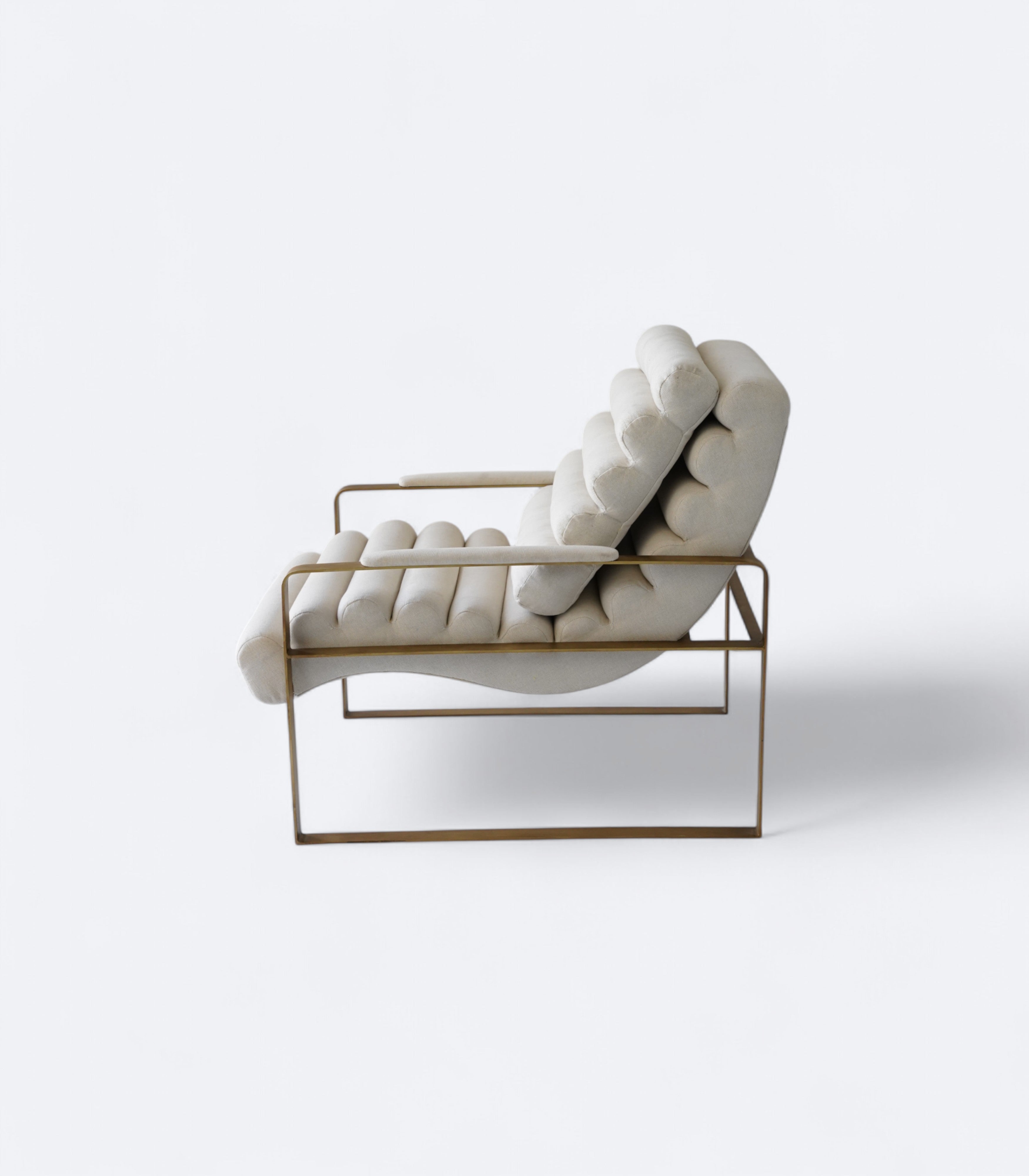 Sculptural Metal Lounge Chair in Bouclé & Foam