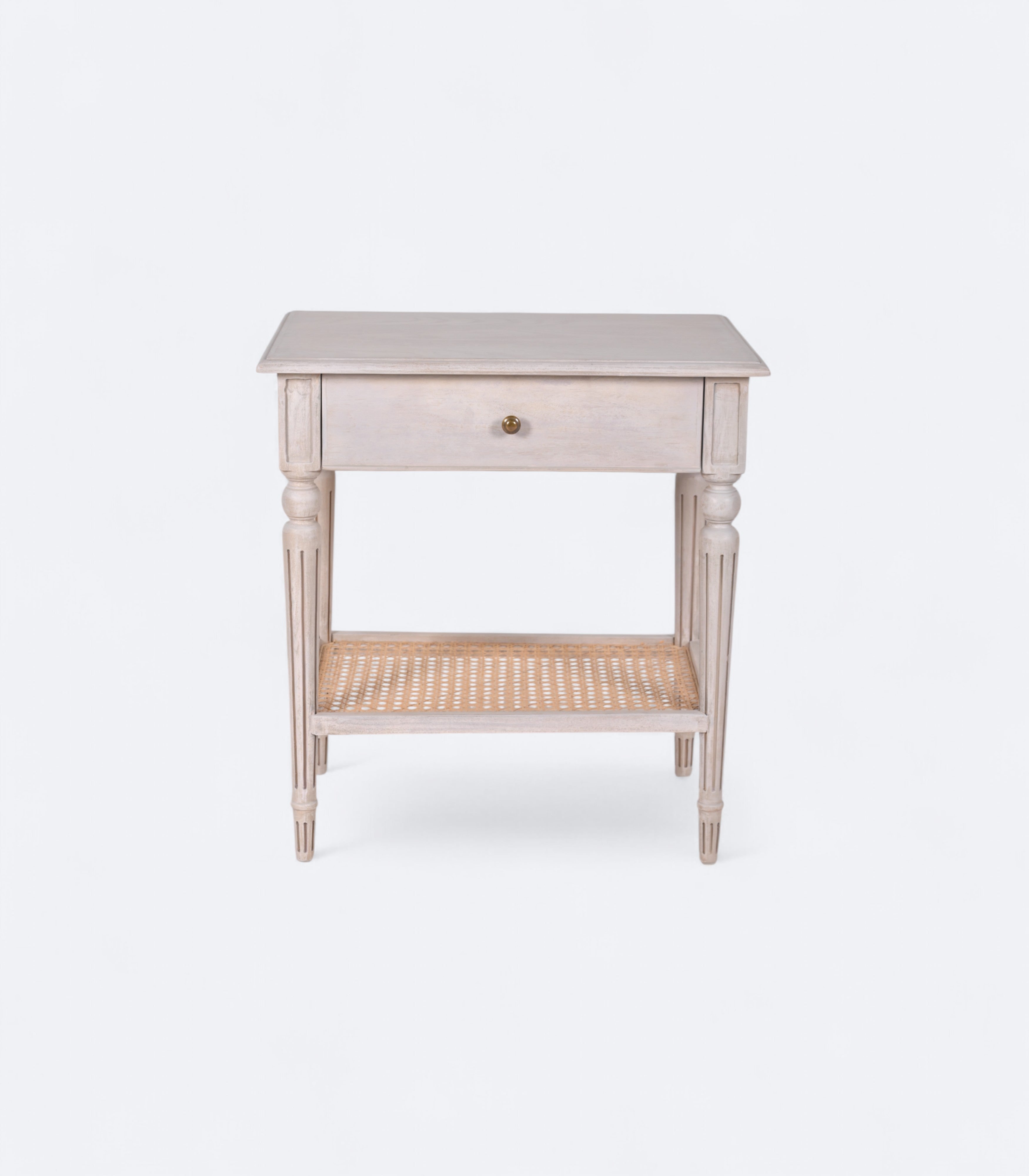 Classic Rattan Night Stand with Marble Top