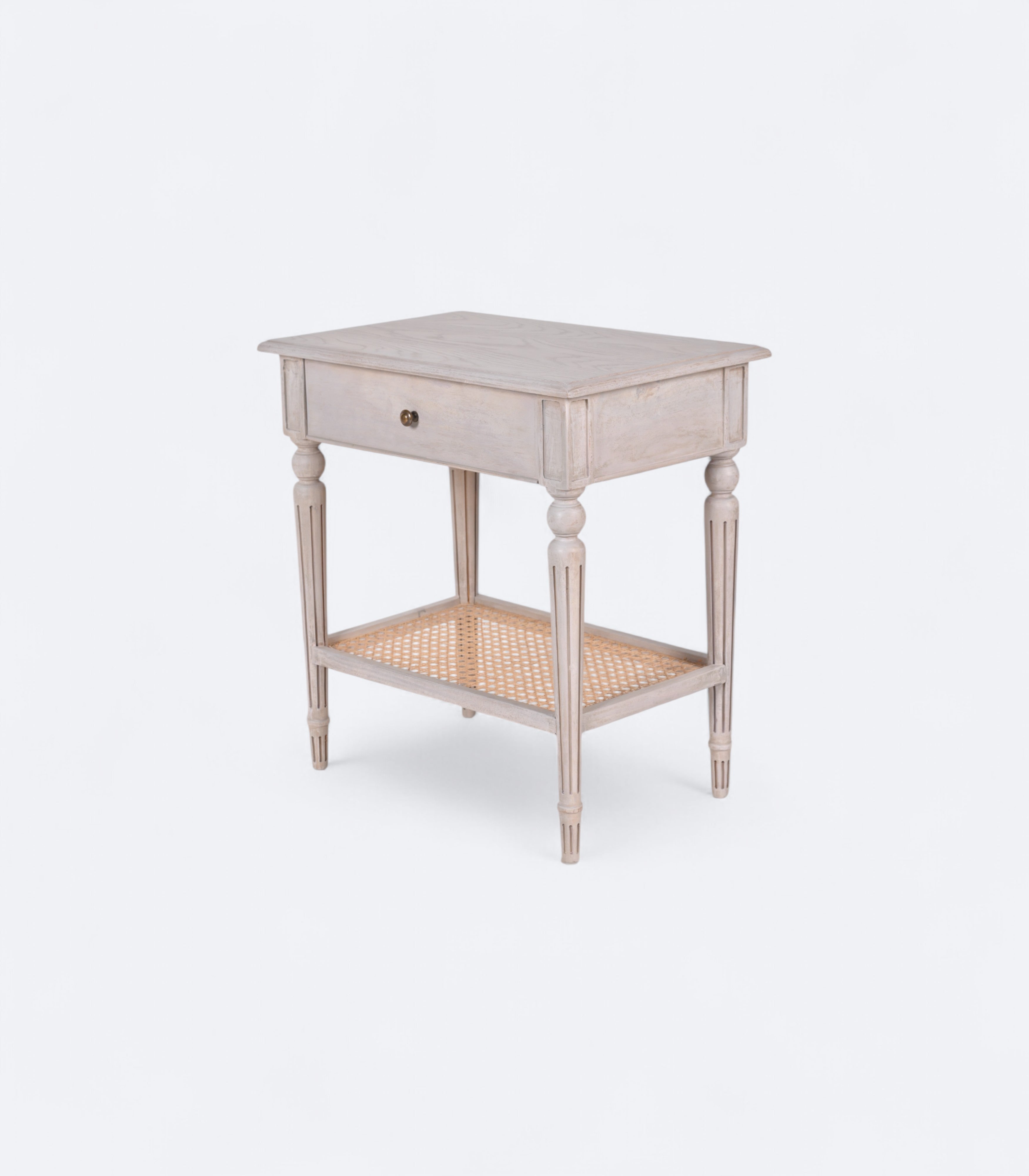 Classic Rattan Night Stand with Marble Top