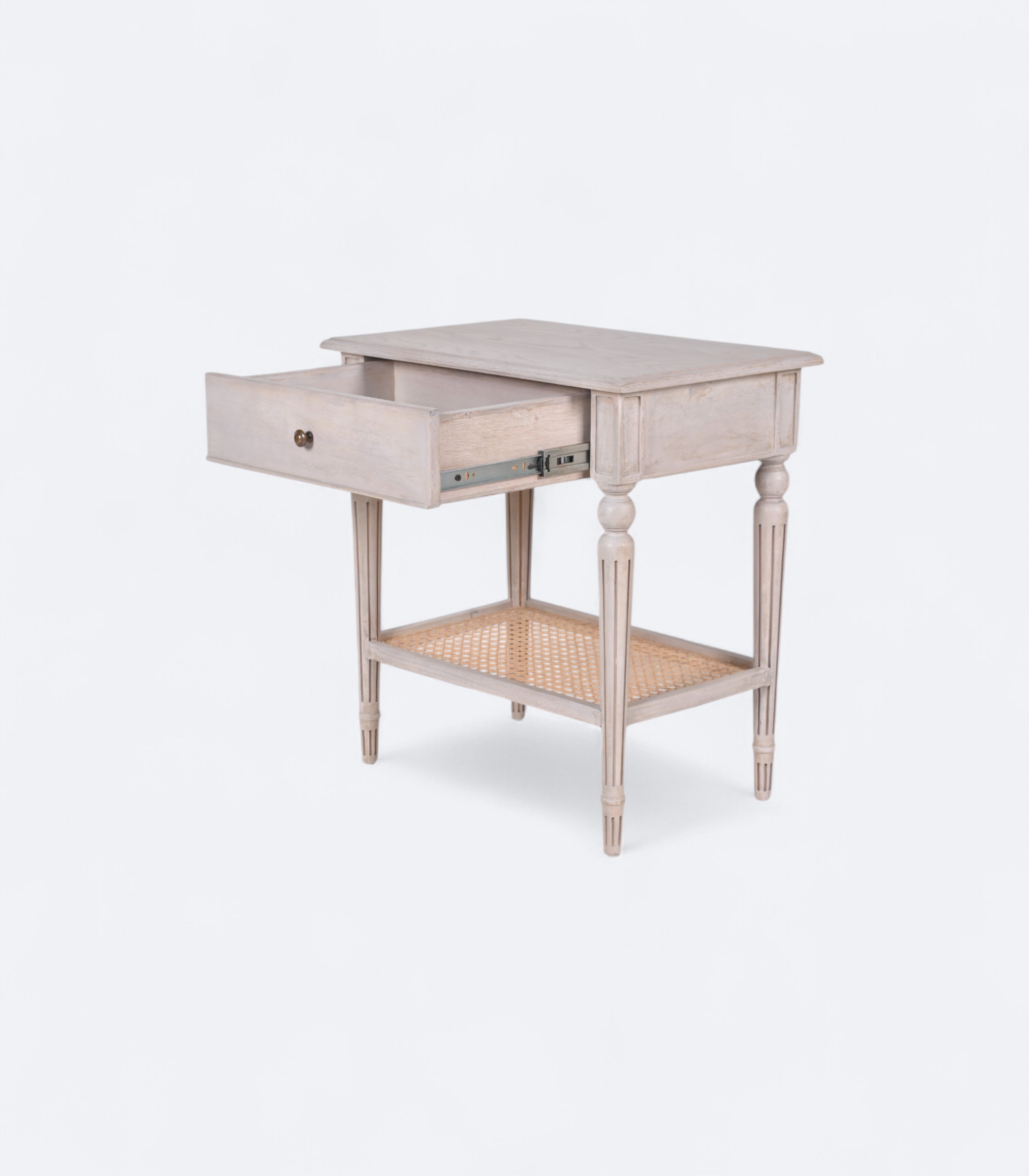 Classic Rattan Night Stand with Marble Top