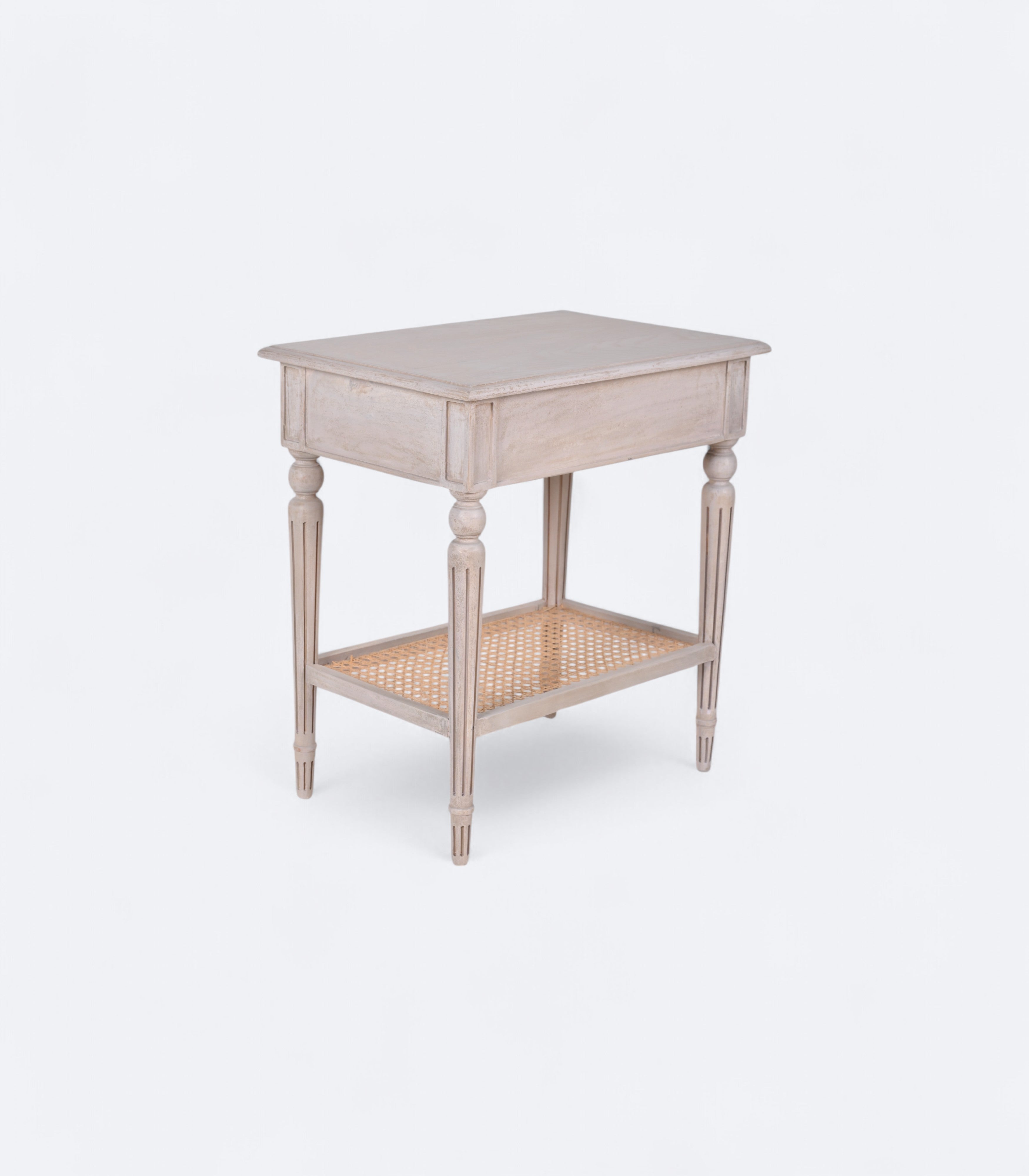 Classic Rattan Night Stand with Marble Top