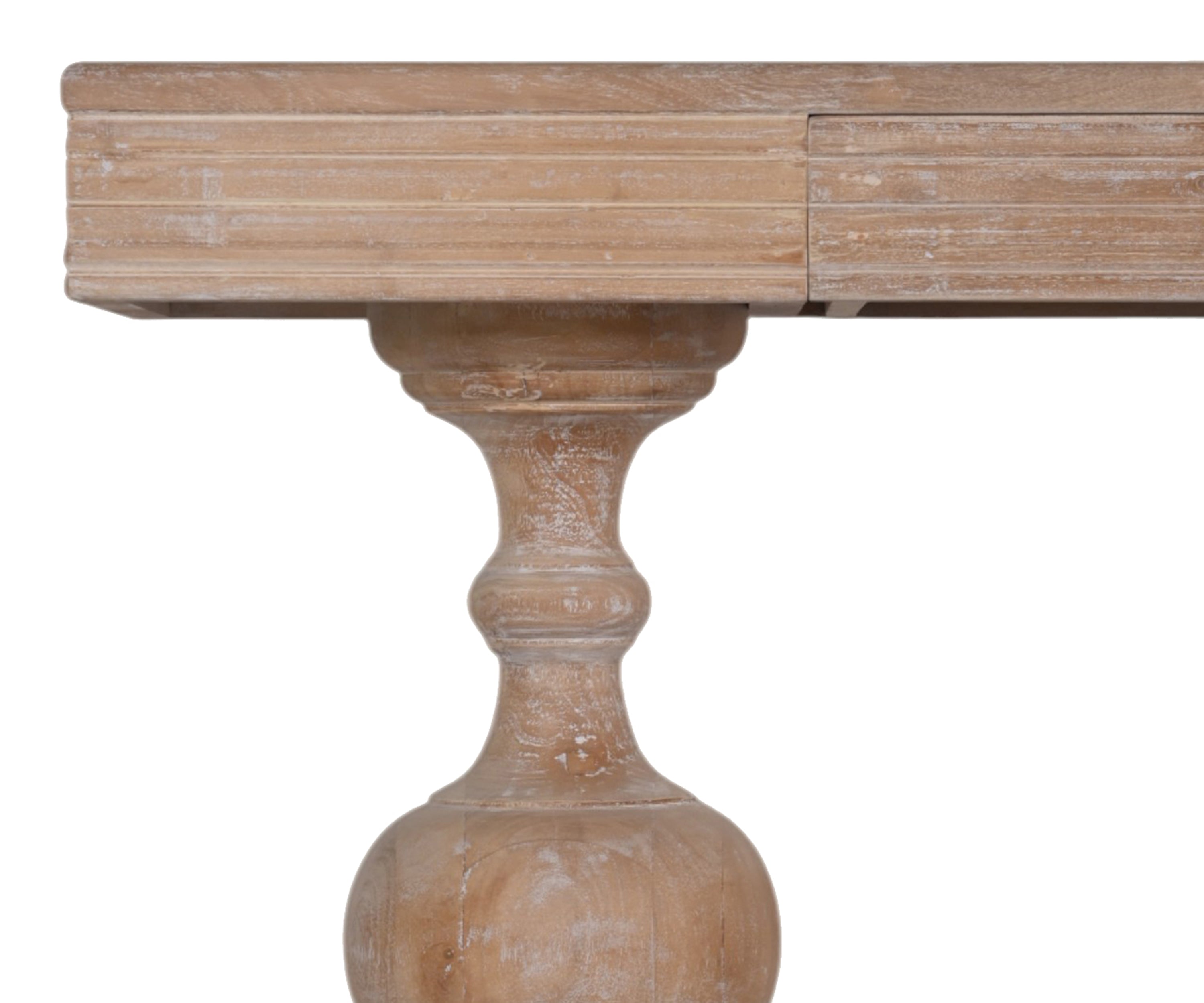 Natural Acacia Console with Turned Pedestals