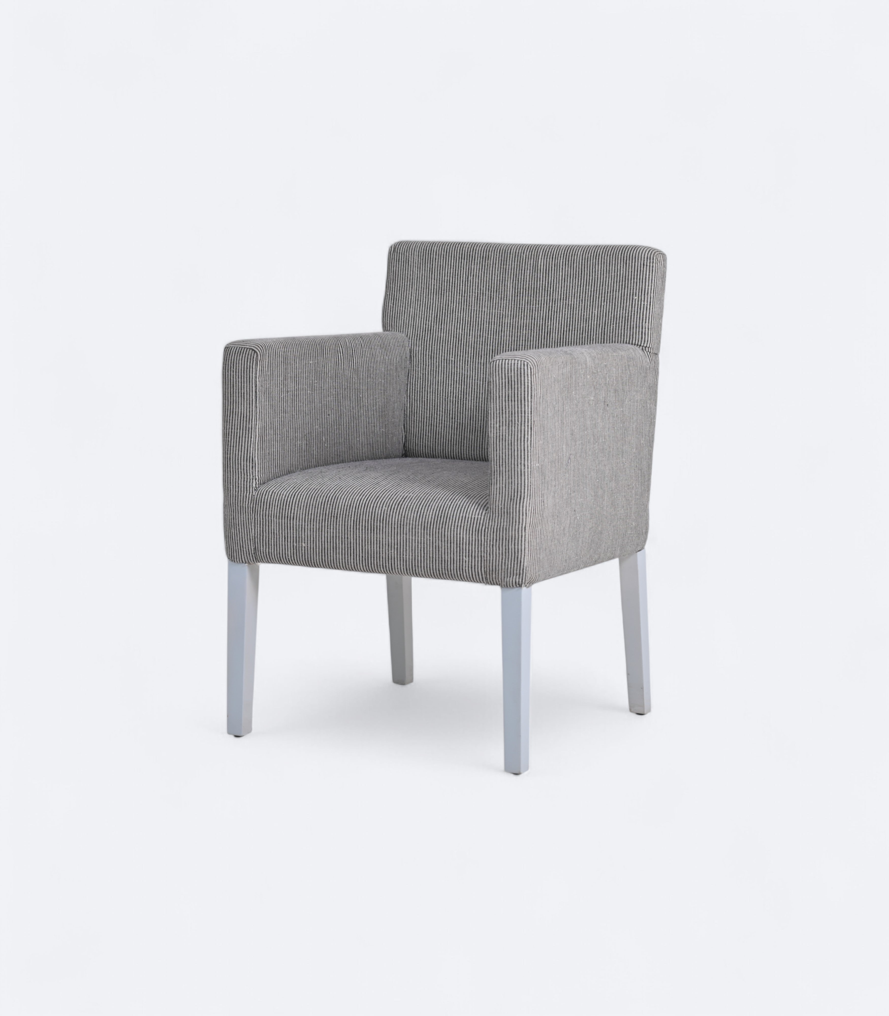 Contemporary Striped Linen Armchair