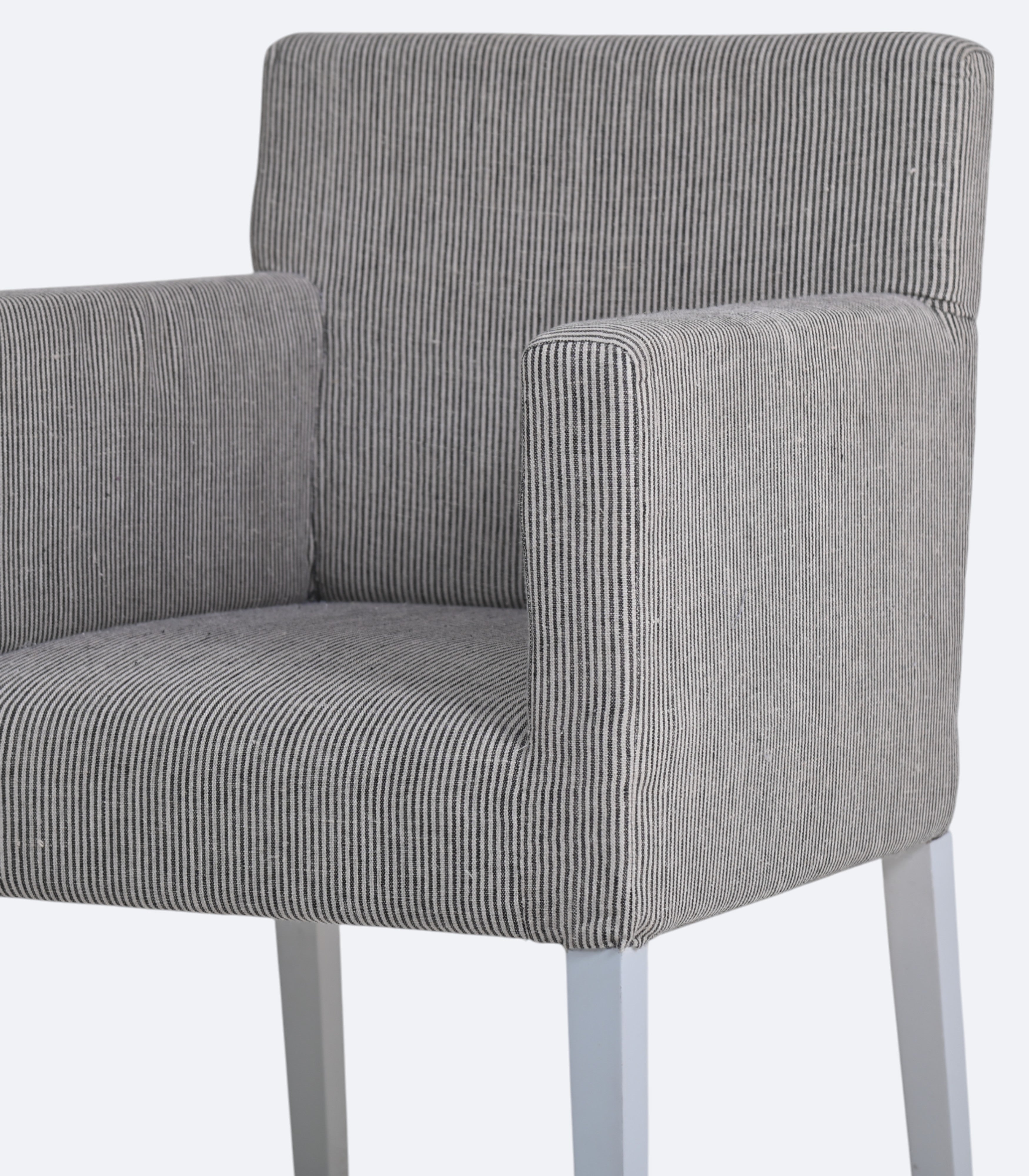 Contemporary Striped Linen Armchair