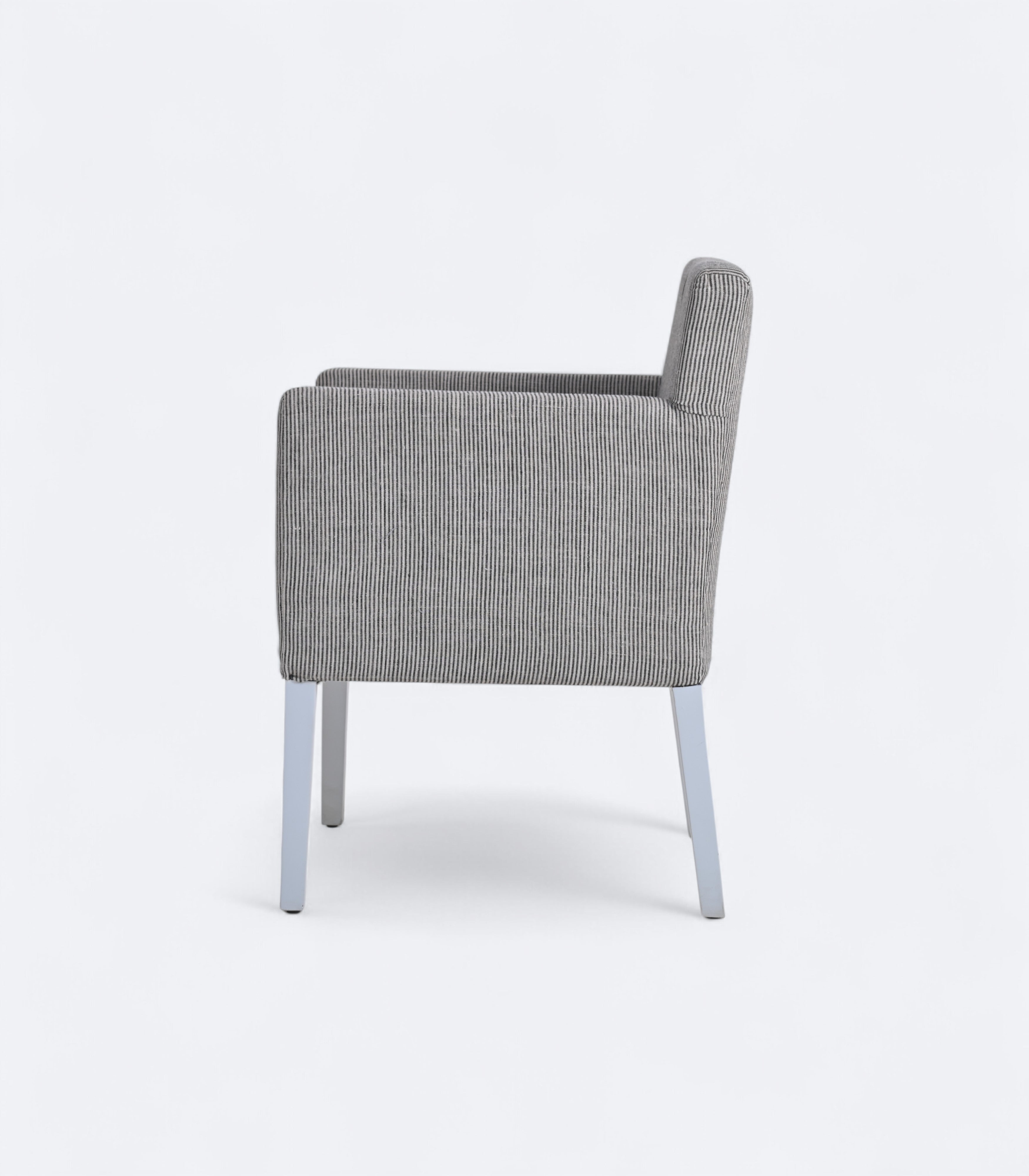 Contemporary Striped Linen Armchair