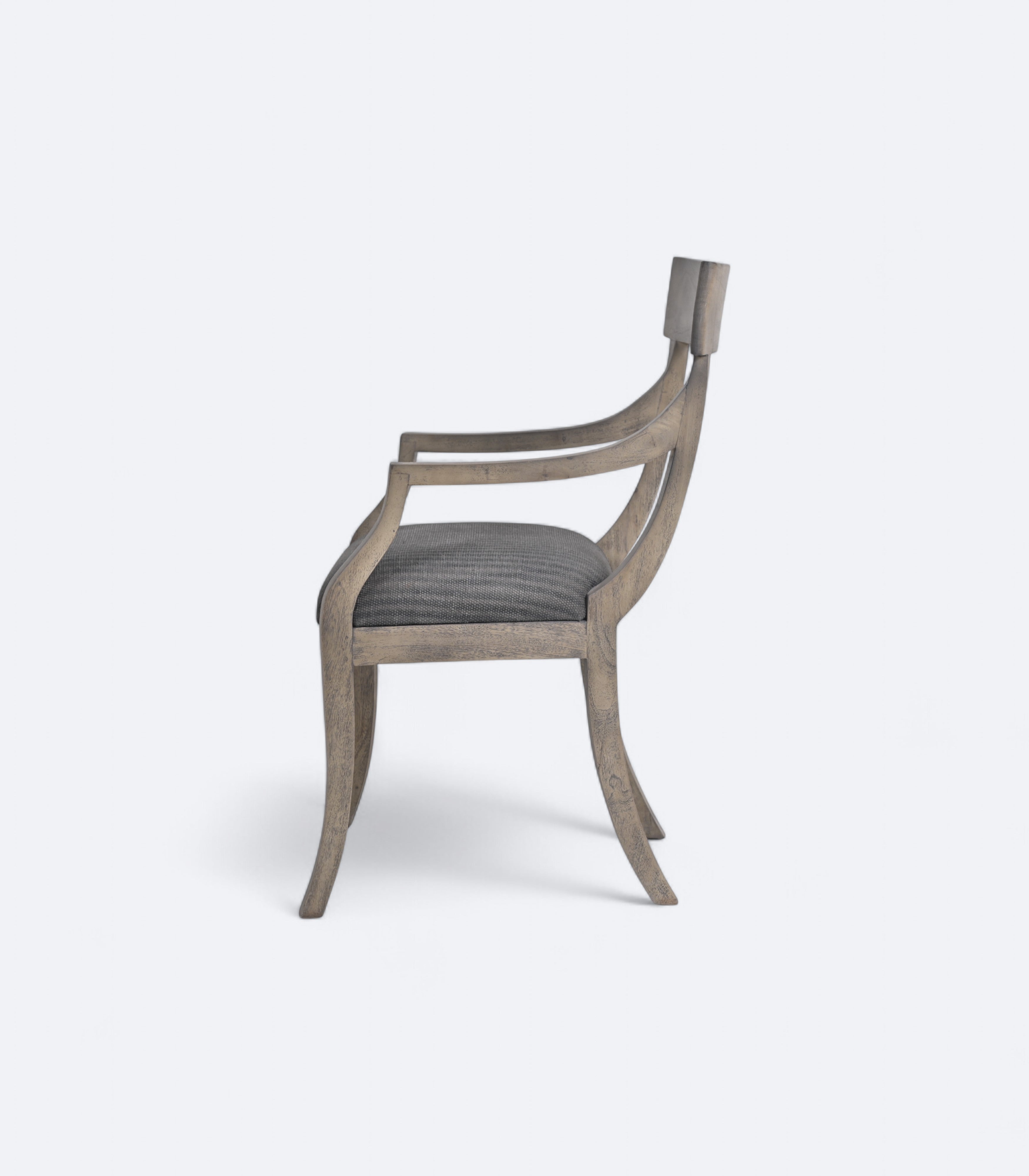Hand-Carved Gustavian Chair in Linen