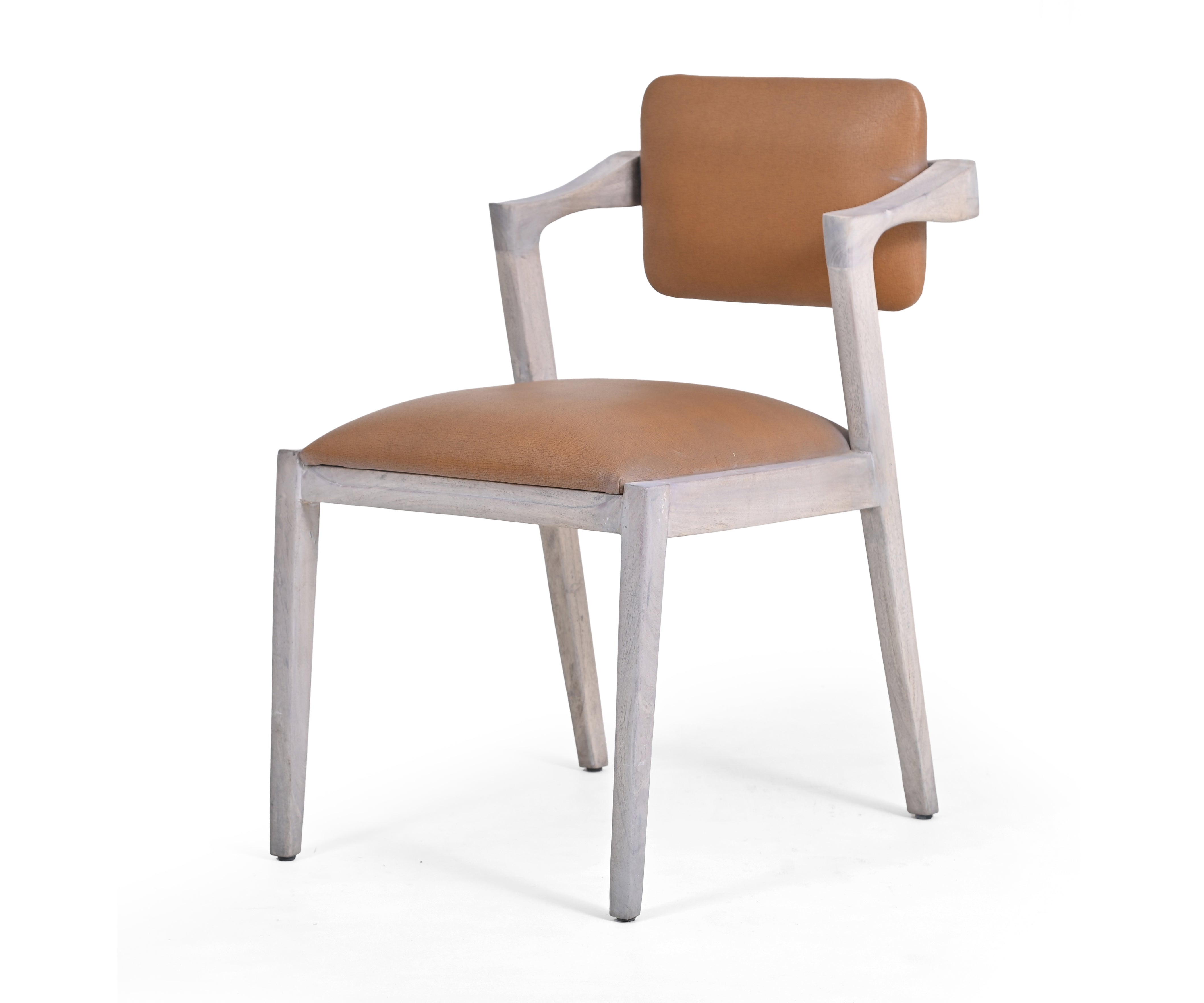 Distressed Acacia Dining Chair in Leatherier