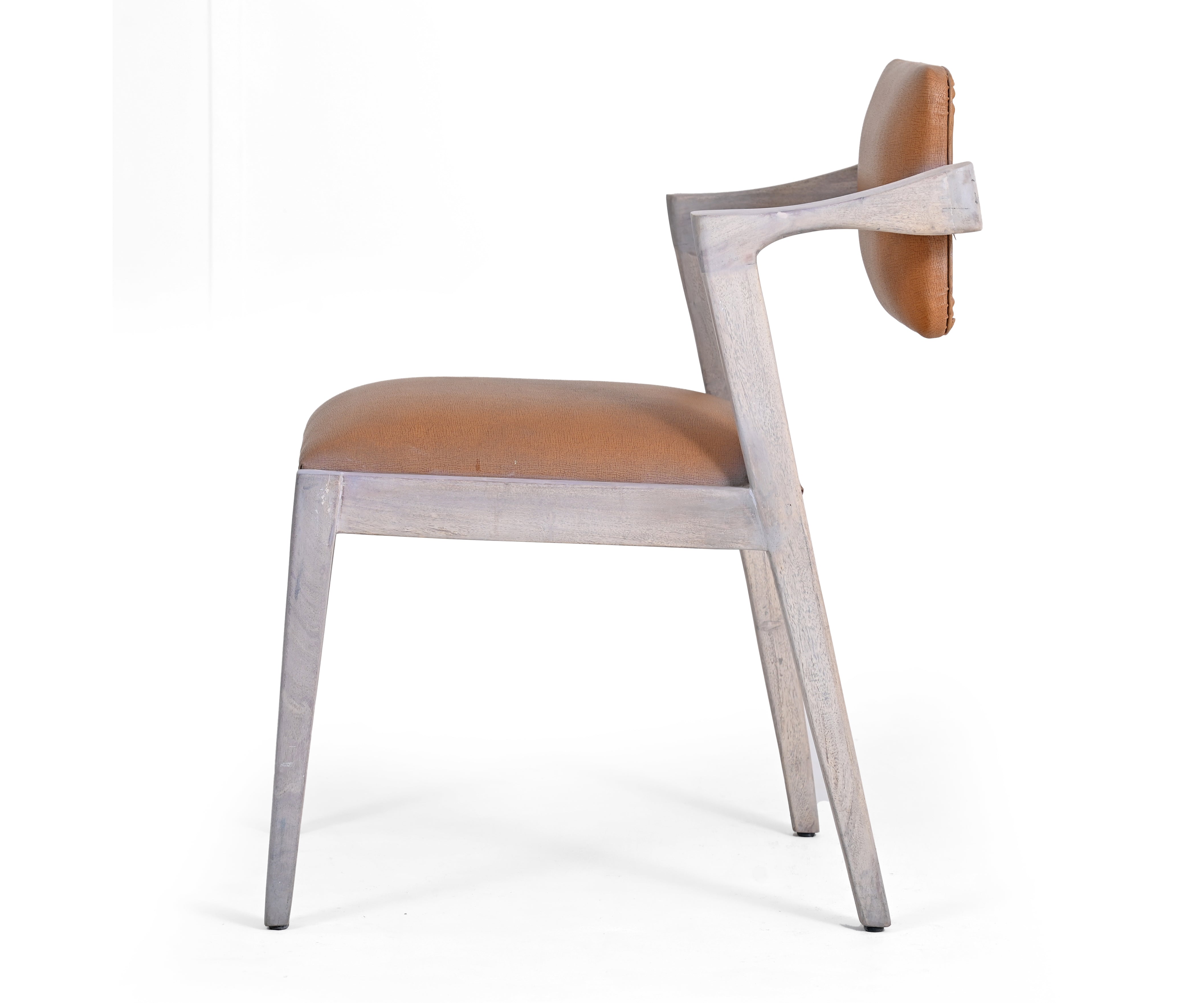 Distressed Acacia Dining Chair in Leatherier